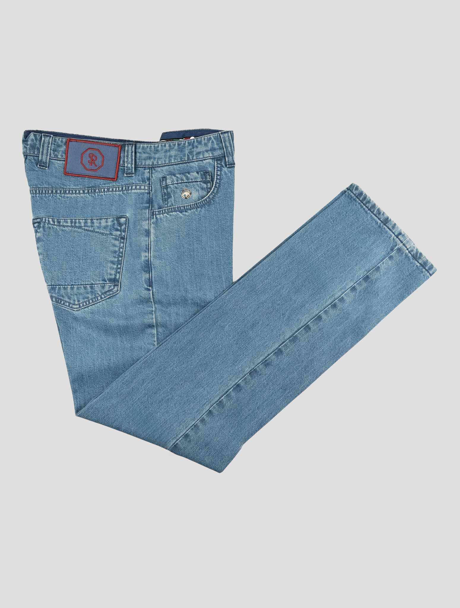 Stefano Ricci Light Blue Cashmere-Blend Jeans - View 1