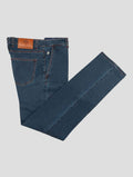 Stefano Ricci Blue Cotton Leather Insert Jeans (MFT73S2060) - View 1