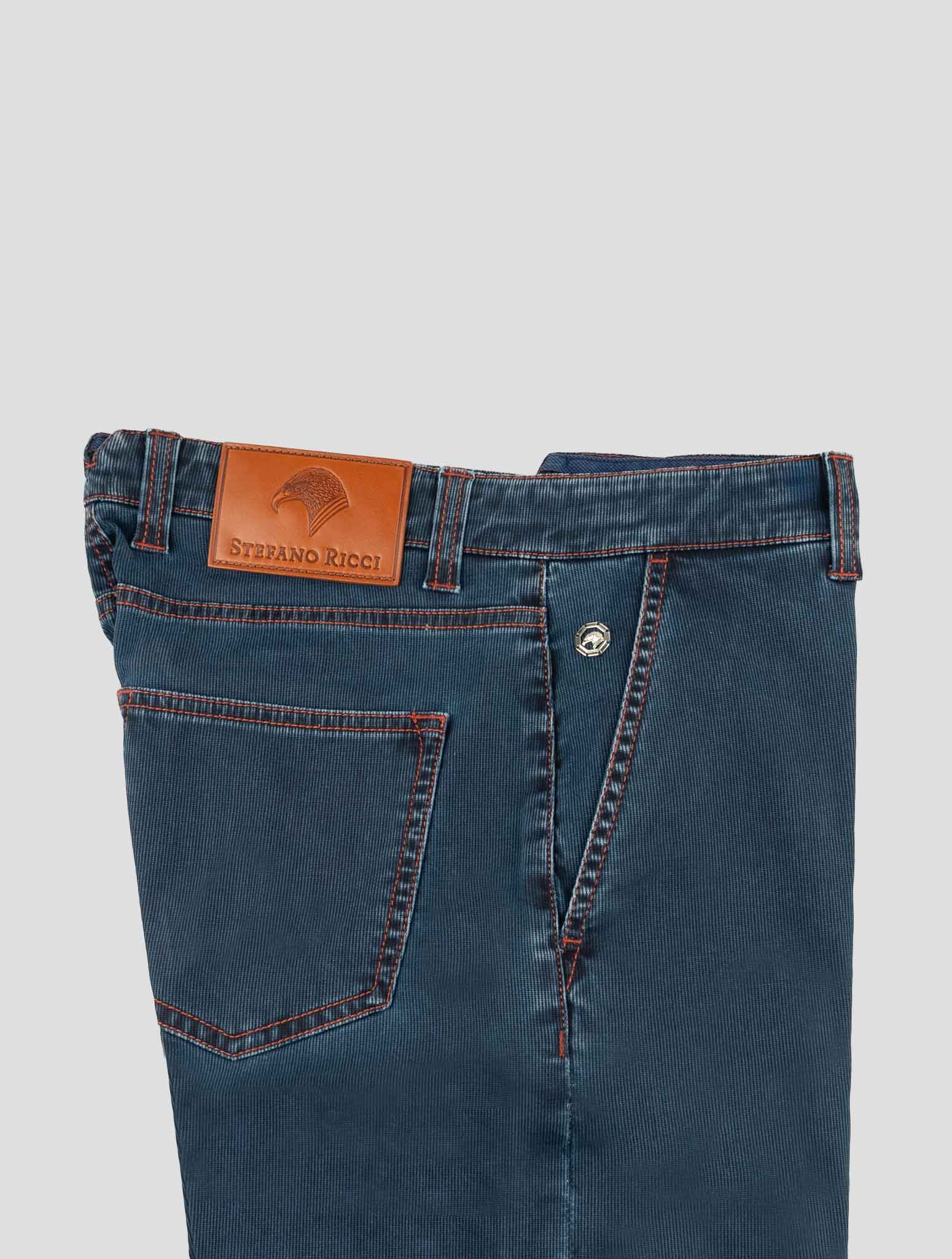 Stefano Ricci Blue Cotton Leather Insert Jeans (MFT73S2060) - View 3