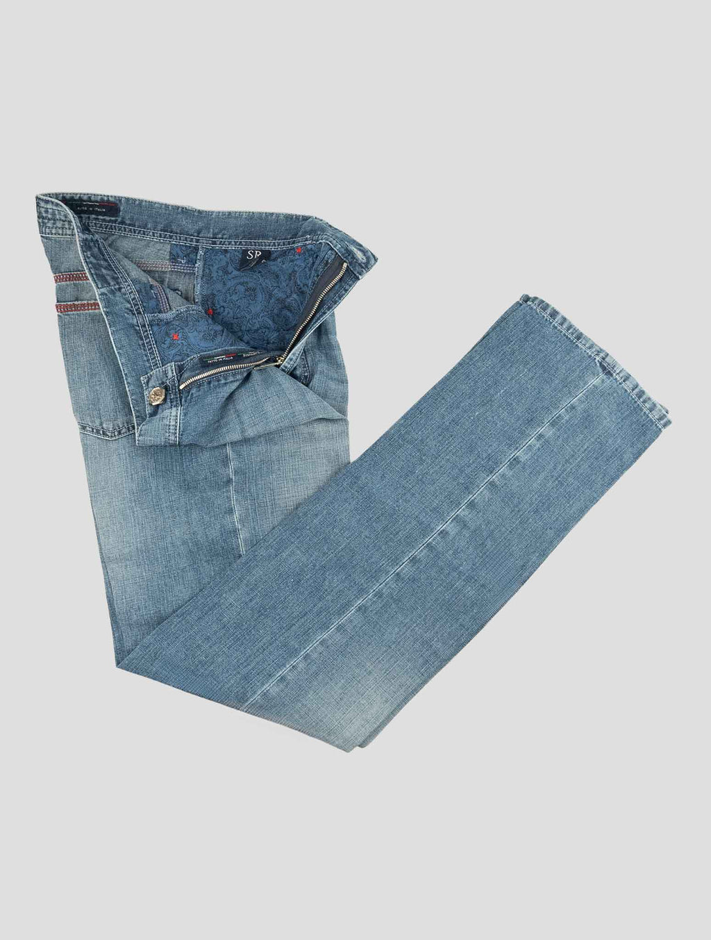 Stefano Ricci Light Blue Cotton-Linen Jeans (T01901LBD5024) - View 2