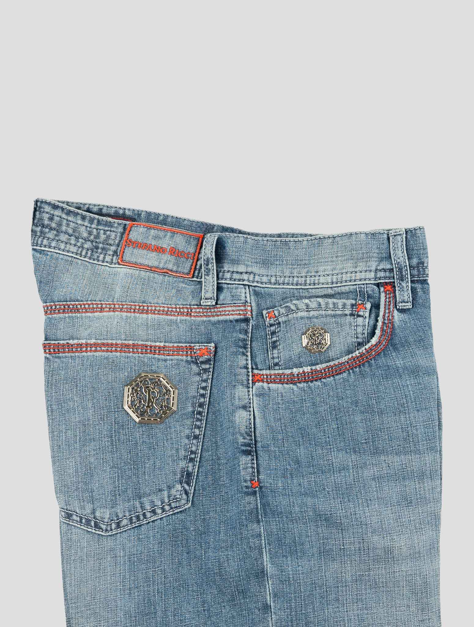 Stefano Ricci Light Blue Cotton-Linen Jeans (T01901LBD5024) - View 3