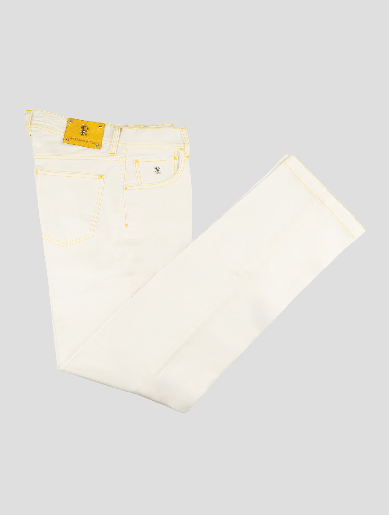 Stefano Ricci White Cotton Ray Skin Insert Jeans (T01901AG1343) - View 1