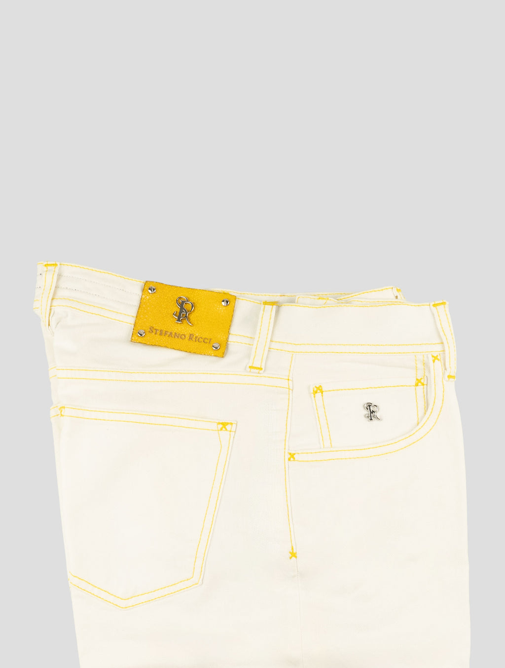 Stefano Ricci White Cotton Ray Skin Insert Jeans (T01901AG1343) - View 3
