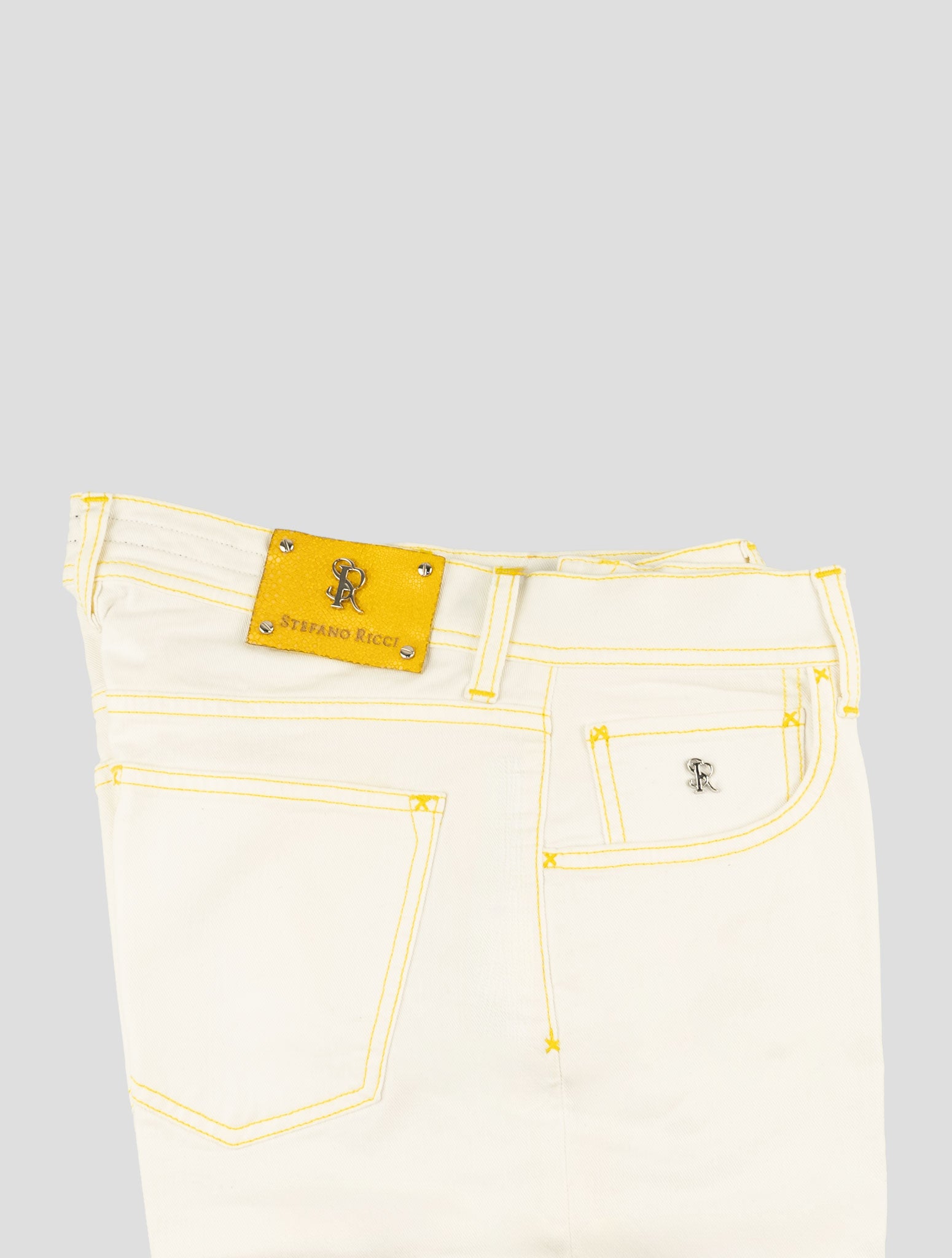 Stefano Ricci White Cotton Ray Skin Insert Jeans (T01901AG1343) - View 3