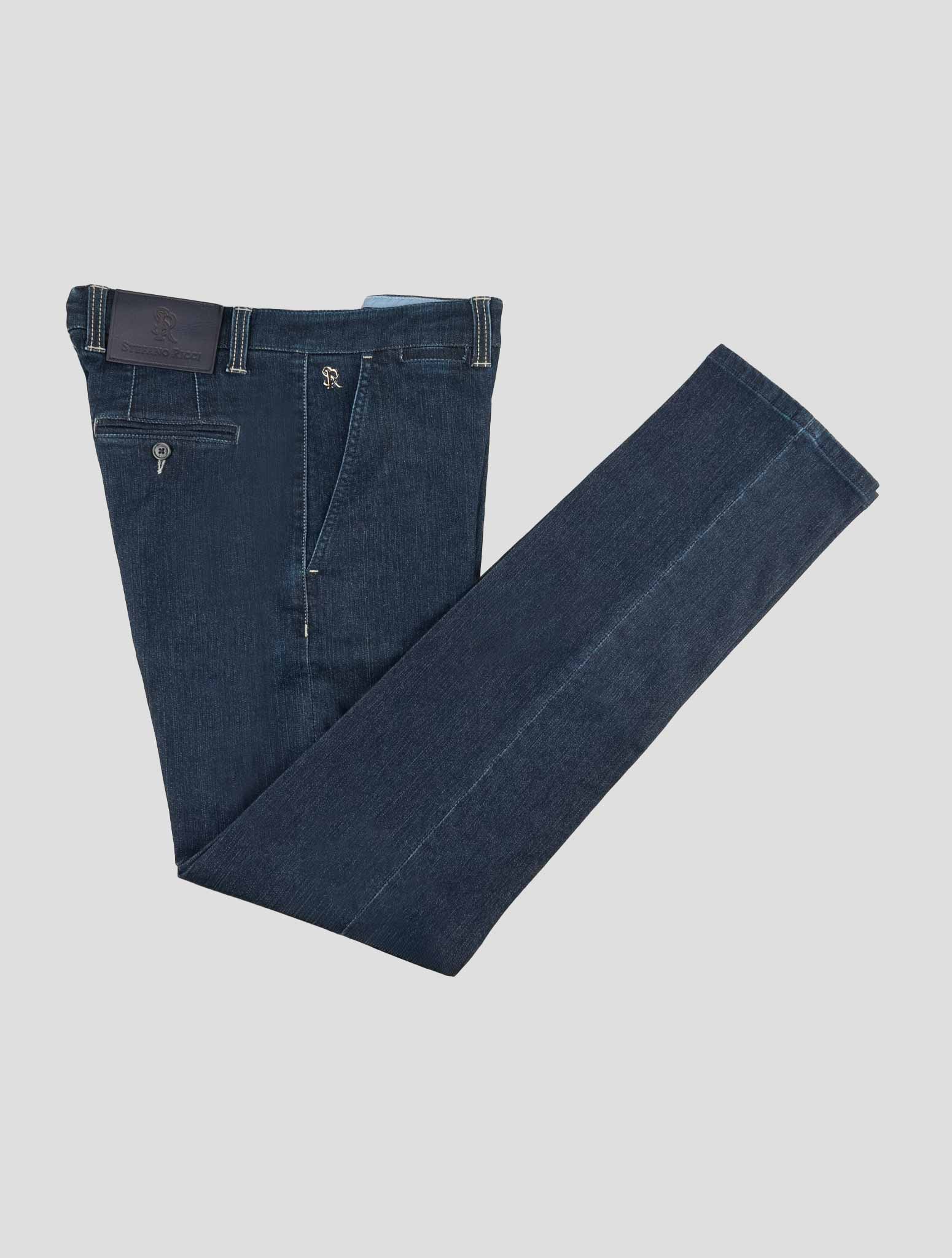 Stefano Ricci Blue Cotton Leather Insert Jeans (MFT73A1090) - View 1