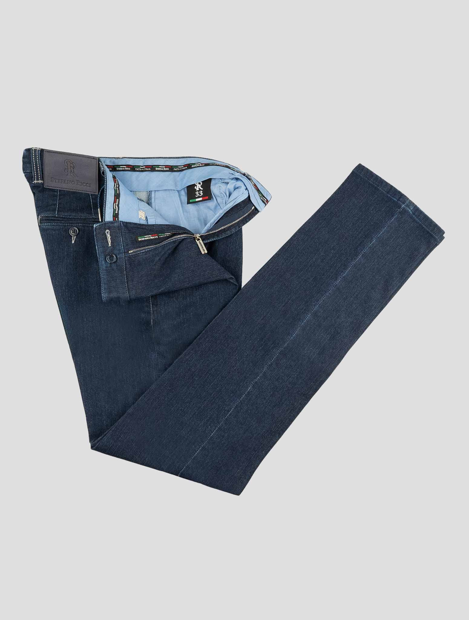 Stefano Ricci Blue Cotton Leather Insert Jeans (MFT73A1090) - View 2