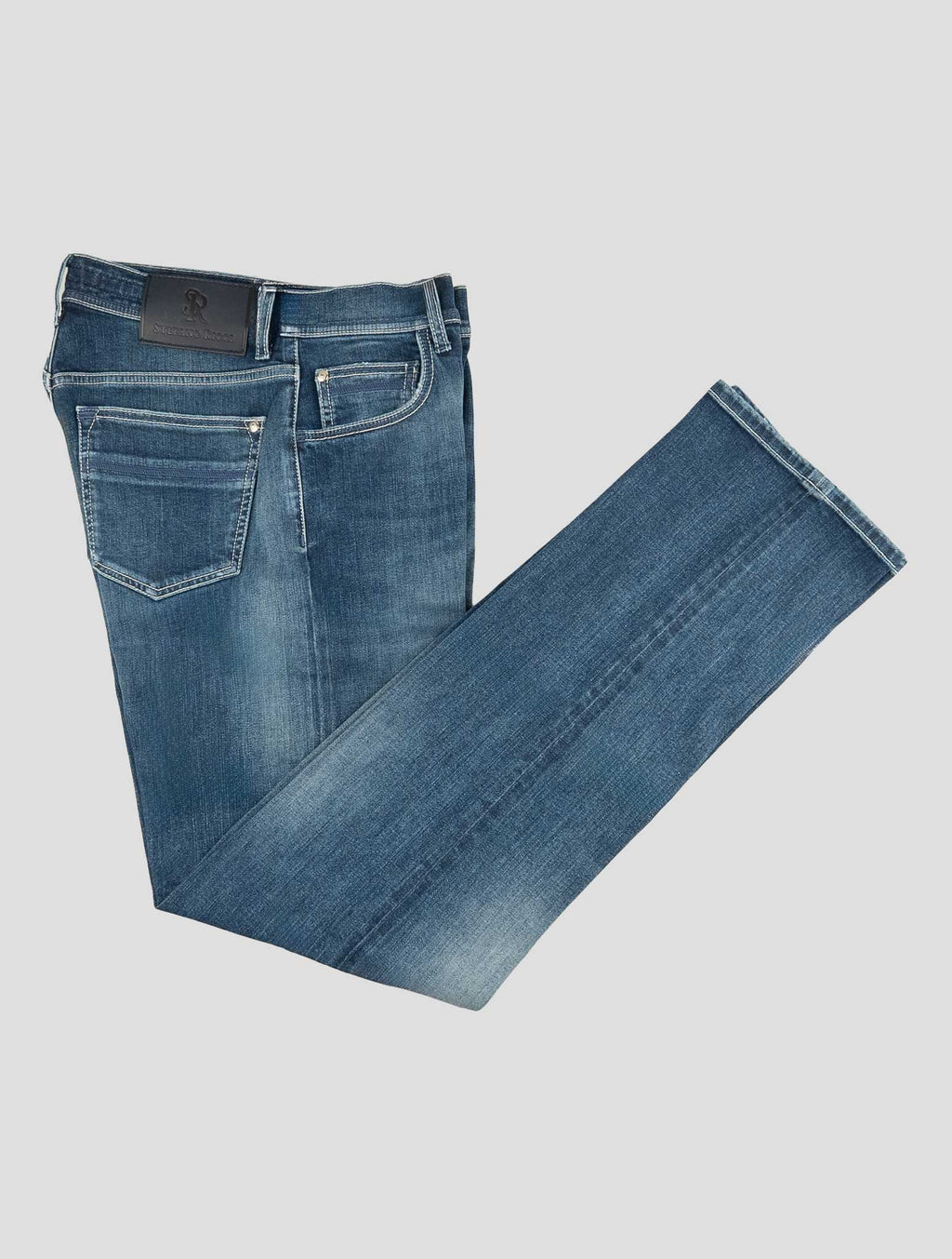 Stefano Ricci Blue Lyocell-Cotton Leather Insert Jeans (MST83R3080) - View 1