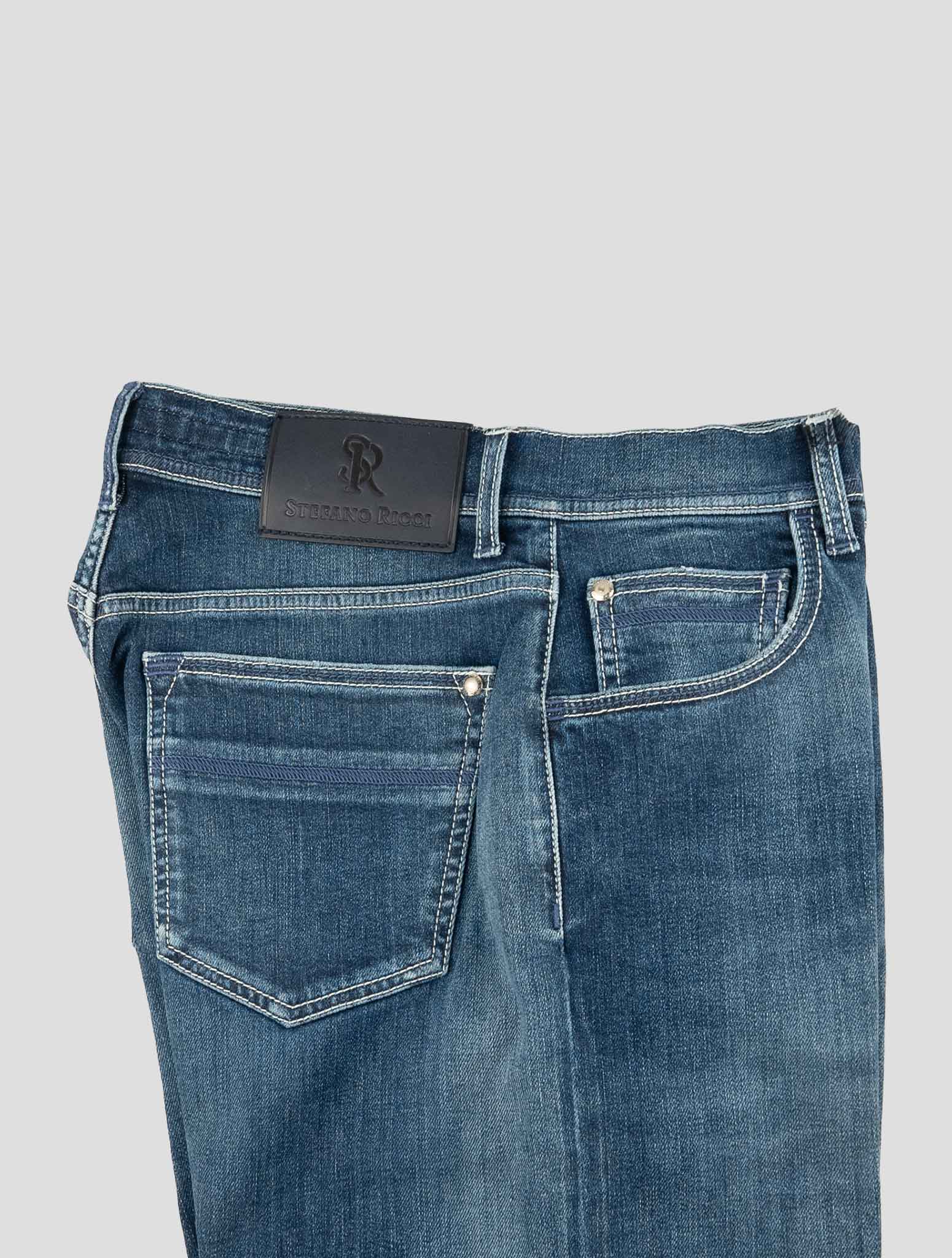 Stefano Ricci Blue Lyocell-Cotton Leather Insert Jeans (MST83R3080) - View 3