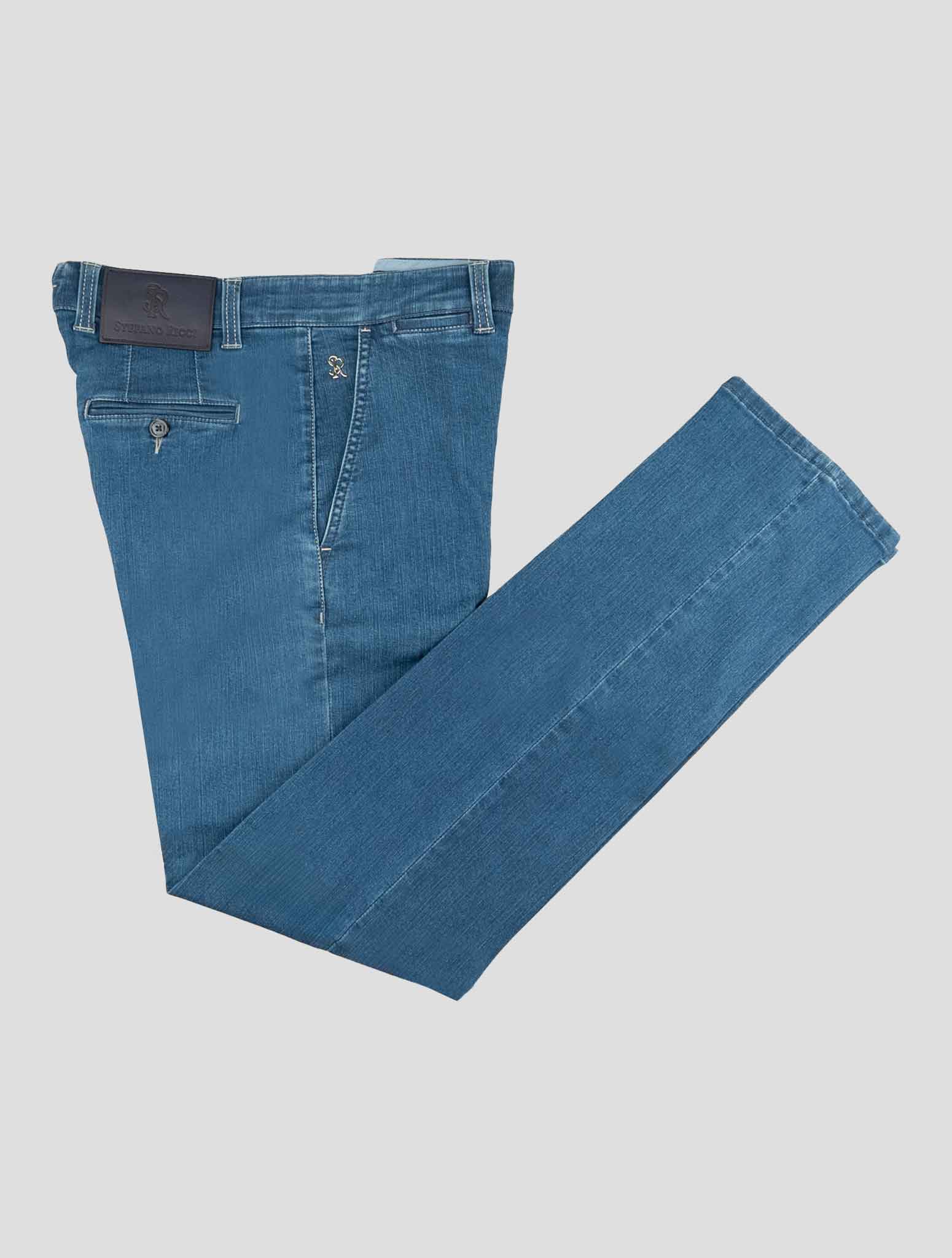 Stefano Ricci Blue Cotton Leather Insert Jeans (MFT73A2090) - View 1