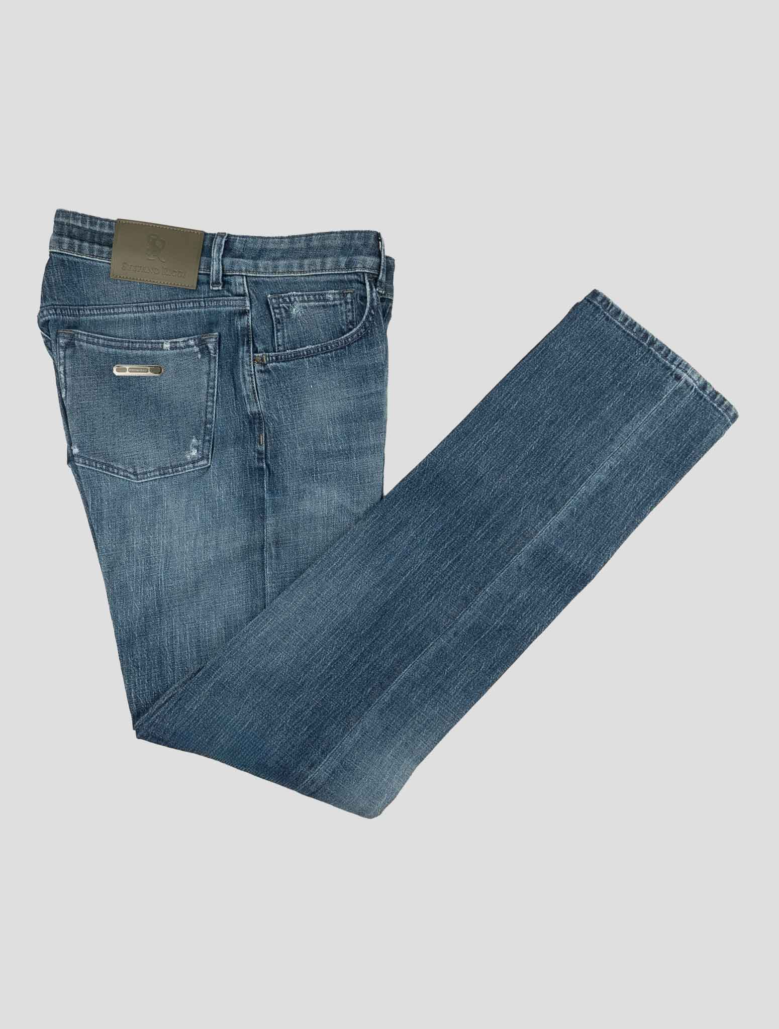 Stefano Ricci Blue Cotton Leather Insert Jeans (MST11S2020) - View 1