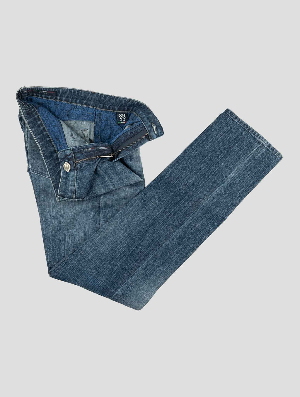 Stefano Ricci Blue Cotton Leather Insert Jeans (MST11S2020) - View 2
