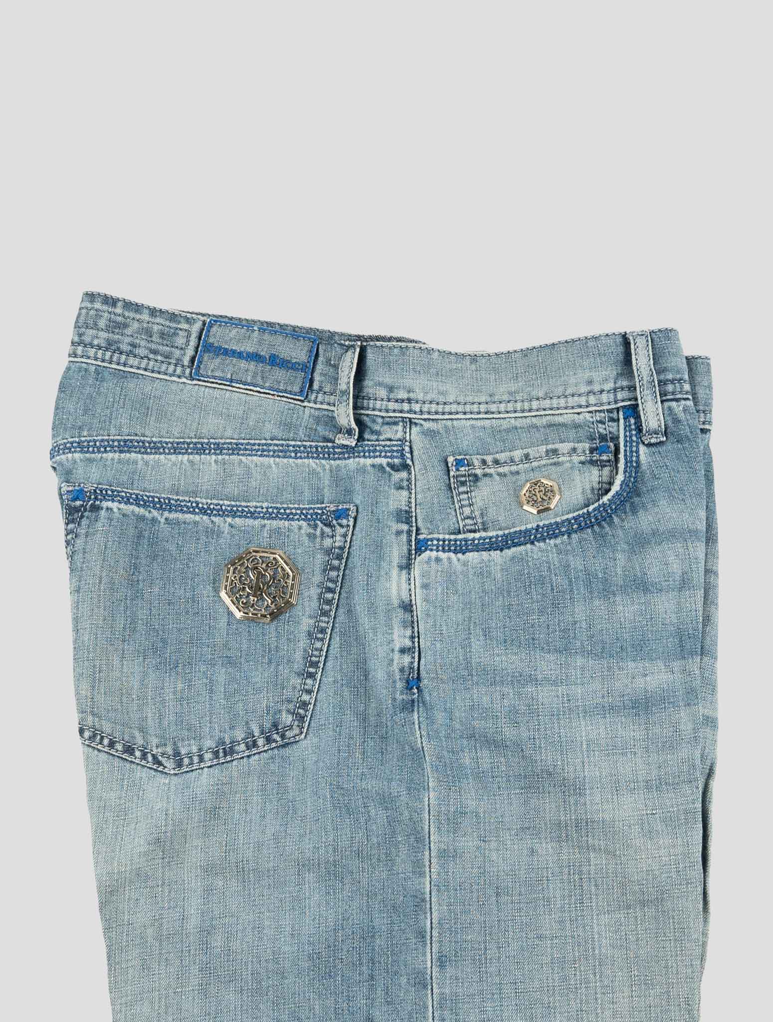 Stefano Ricci Light Blue Cotton-Linen Jeans (T01901LBD1178) - View 3