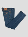 Stefano Ricci Blue Cotton Leather Insert Jeans (MFT72S5090) - View 1