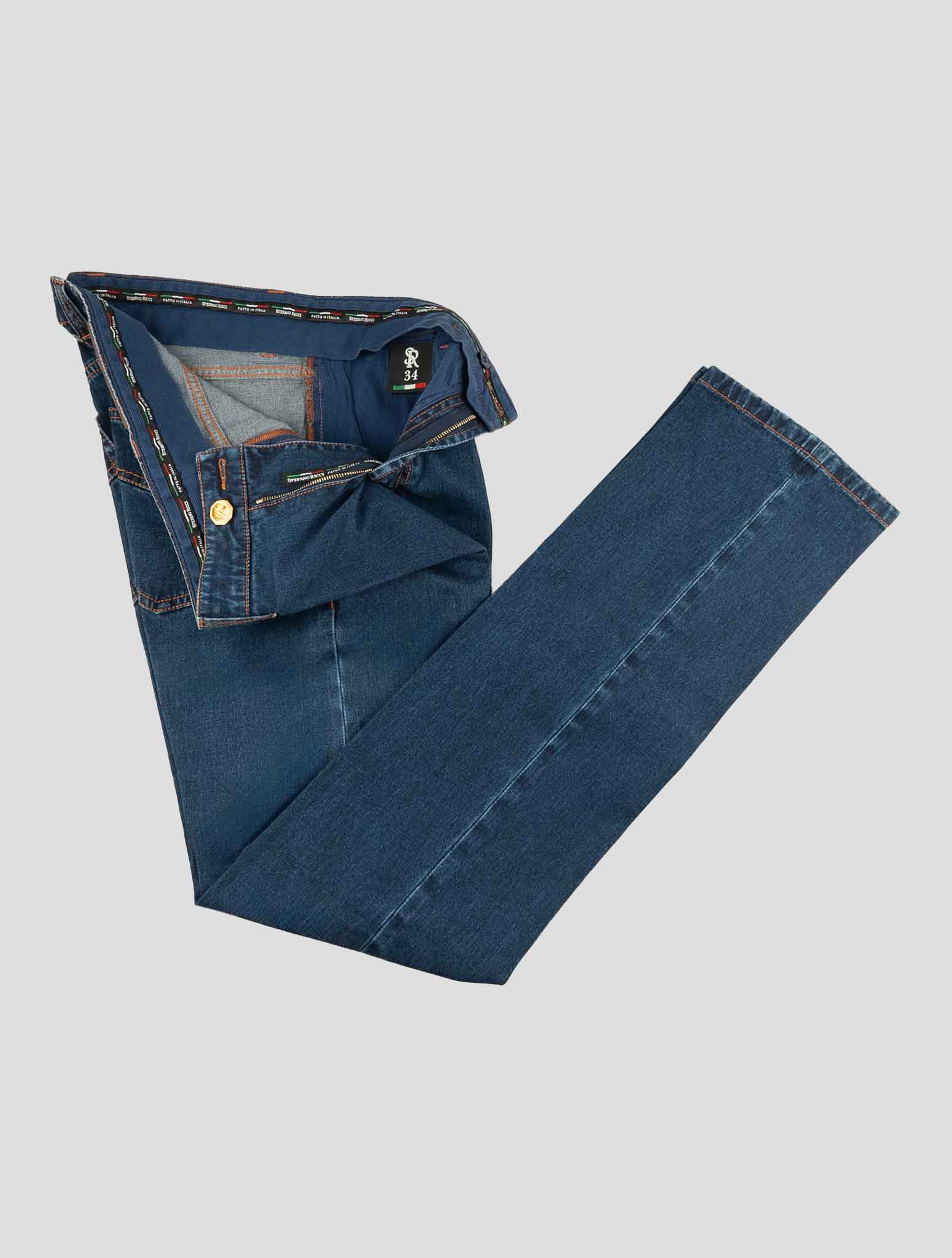 Stefano Ricci Blue Cotton Leather Insert Jeans (MFT72S5090) - View 2