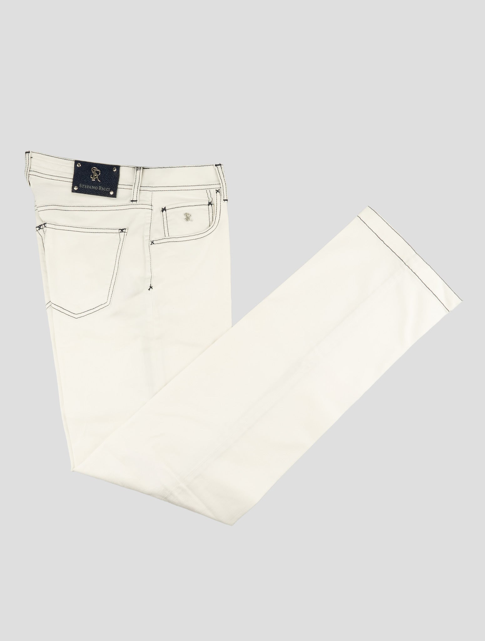 Stefano Ricci White Cotton Ray Skin Insert Jeans (T01901AG001) - View 1
