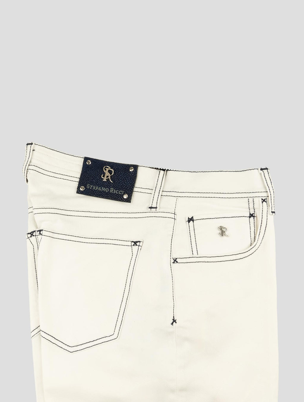 Stefano Ricci White Cotton Ray Skin Insert Jeans (T01901AG001) - View 3