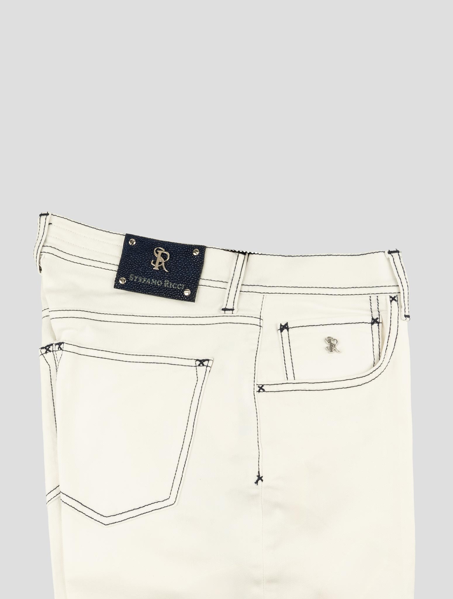 Stefano Ricci White Cotton Ray Skin Insert Jeans (T01901AG001) - View 3