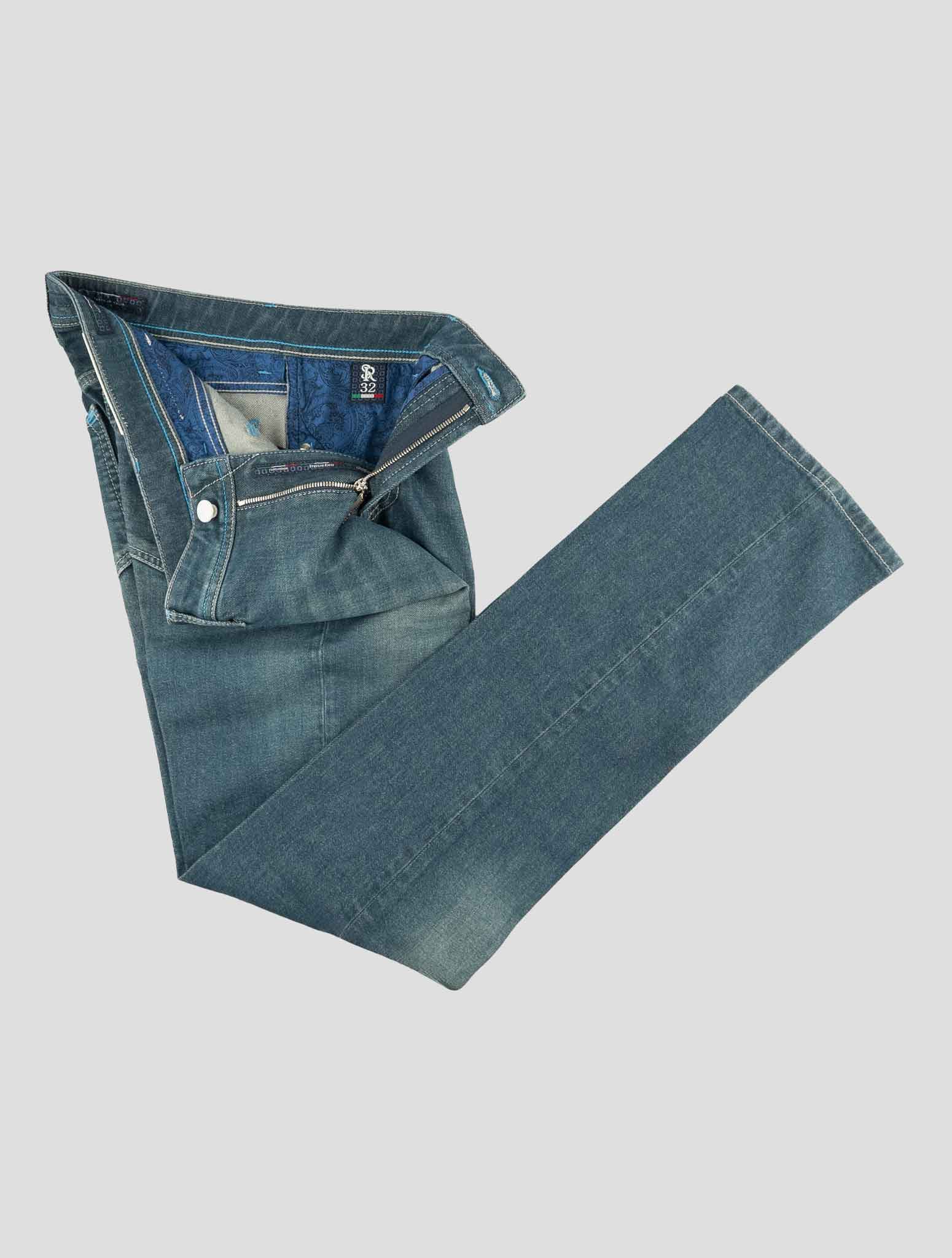 Stefano Ricci Blue Cotton Leather Insert Jeans (MST91S2030) - View 2