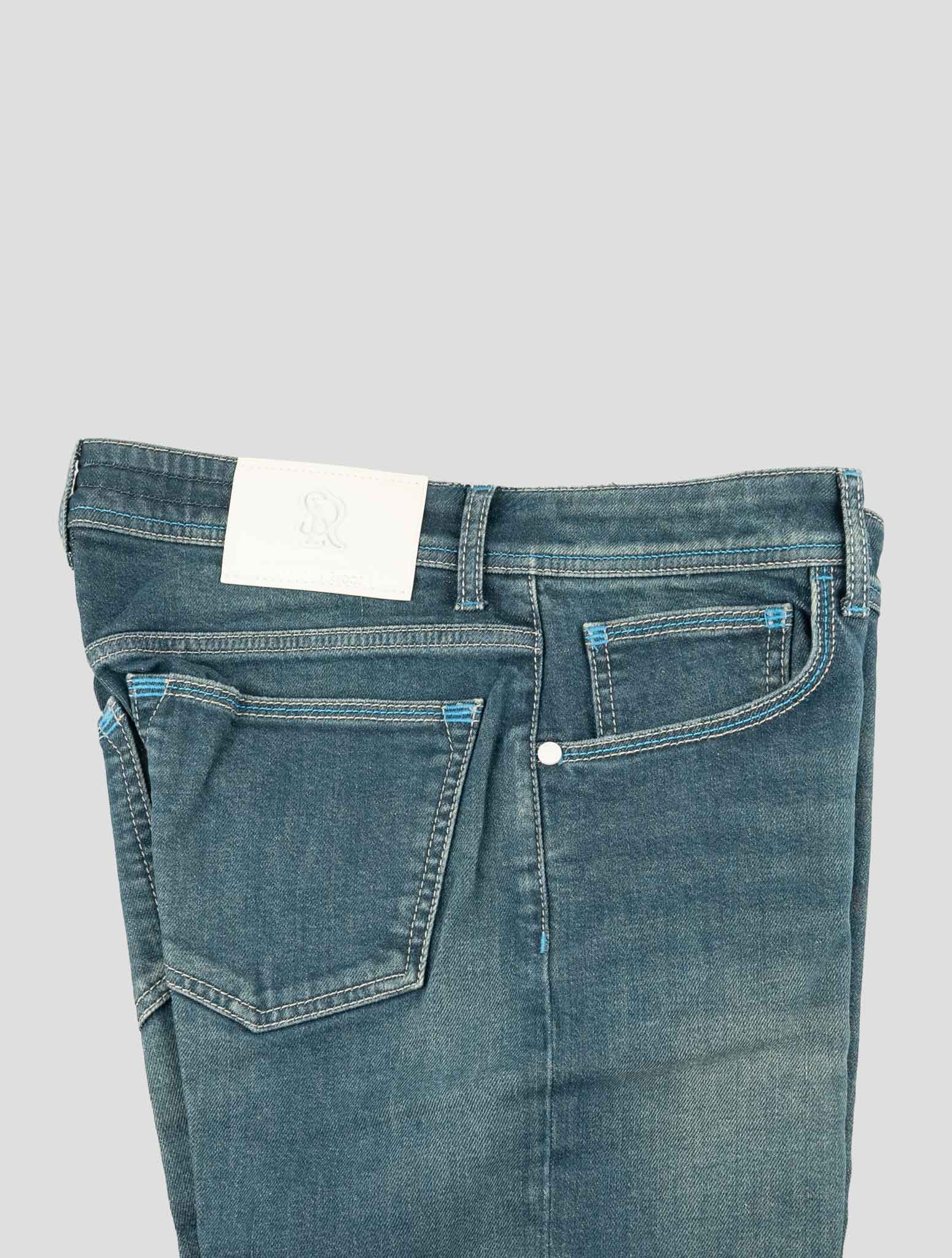 Stefano Ricci Blue Cotton Leather Insert Jeans (MST91S2030) - View 3