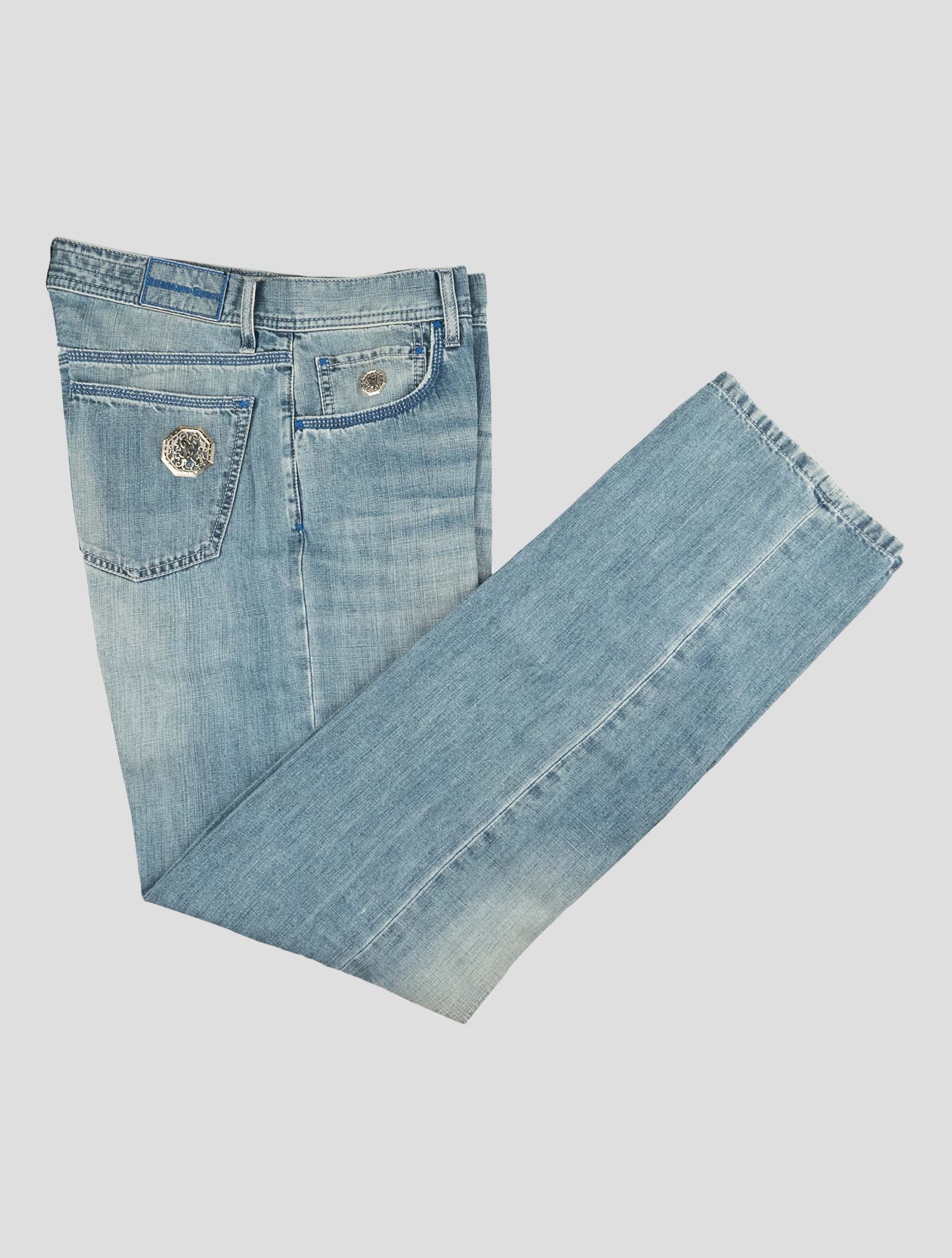 Stefano Ricci Light Blue Cotton-Linen Jeans (T01901LBD11785024) - View 1