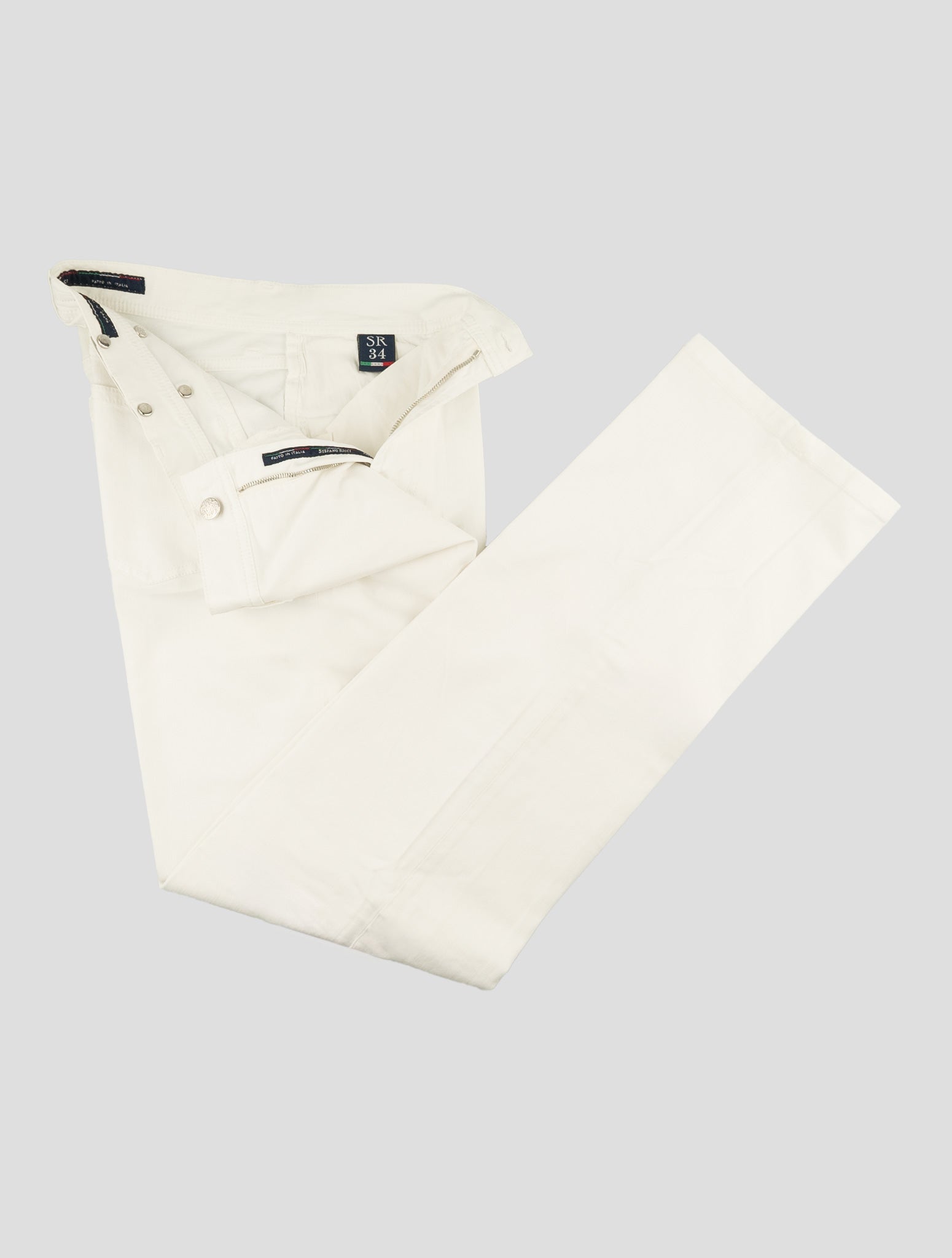 Stefano Ricci White Cotton Ostrich Insert Jeans - View 2