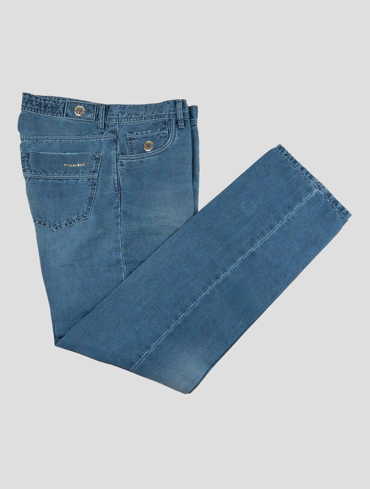 Stefano Ricci Blue Cotton-Linen Jeans (T1919ASTAT) - View 1