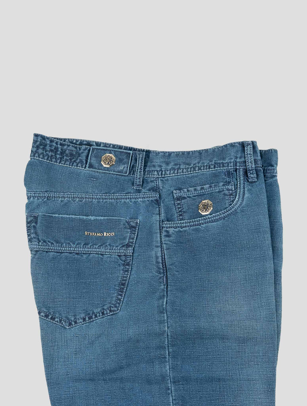 Stefano Ricci Blue Cotton-Linen Jeans (T1919ASTAT) - View 3