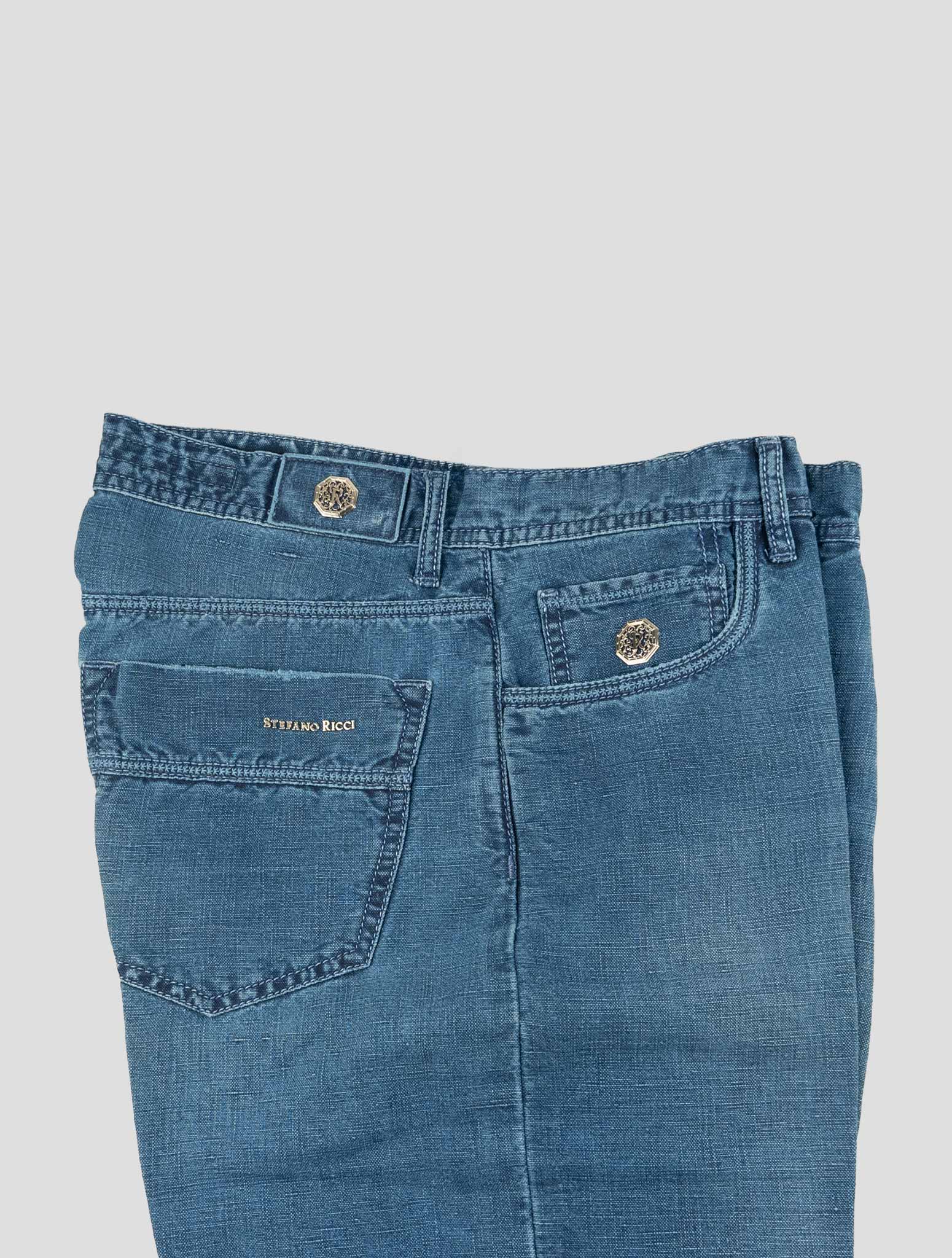 Stefano Ricci Blue Cotton-Linen Jeans (T1919ASTAT) - View 3