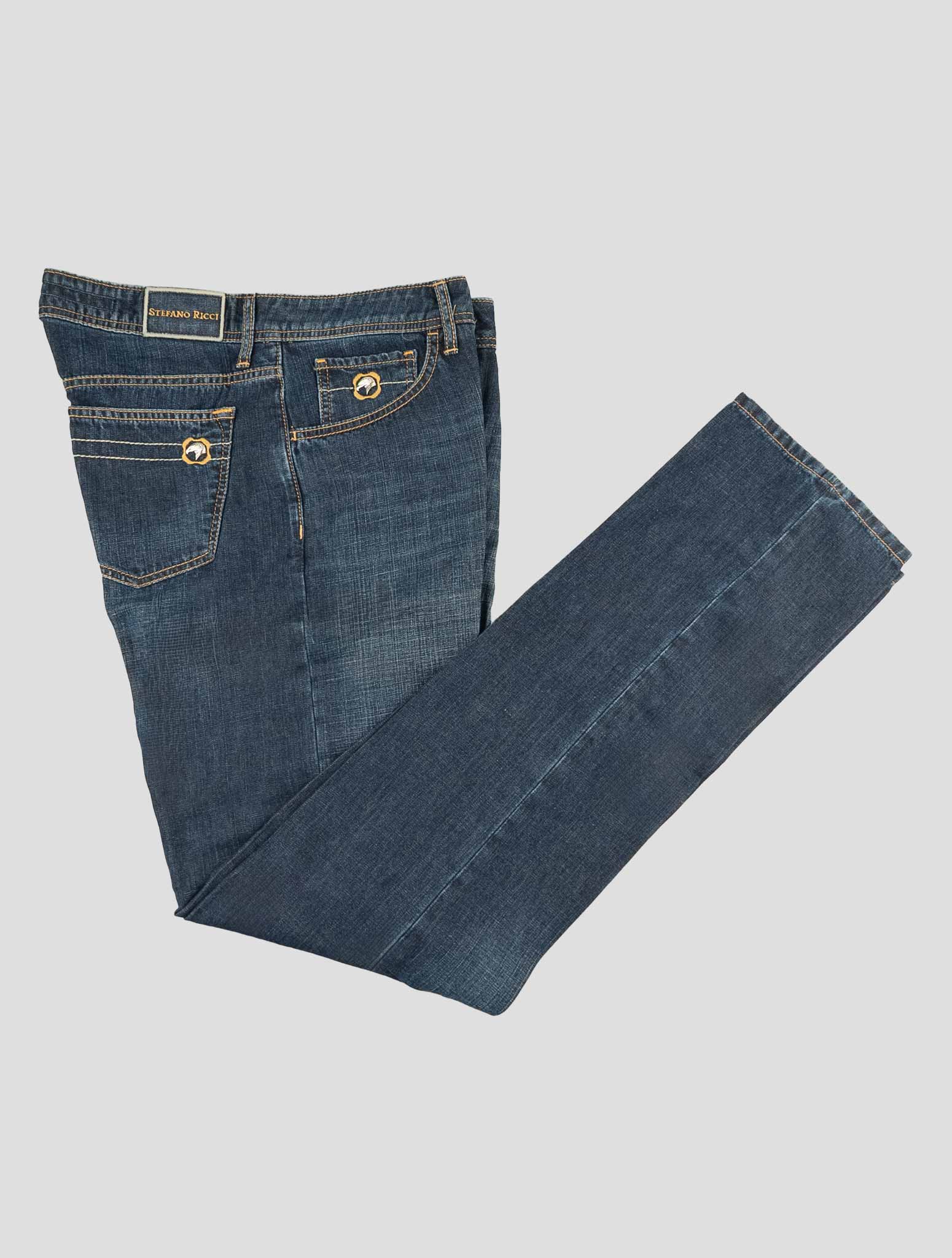 Stefano Ricci Blue Cotton-Linen Jeans (T1905AQU21178) - View 1