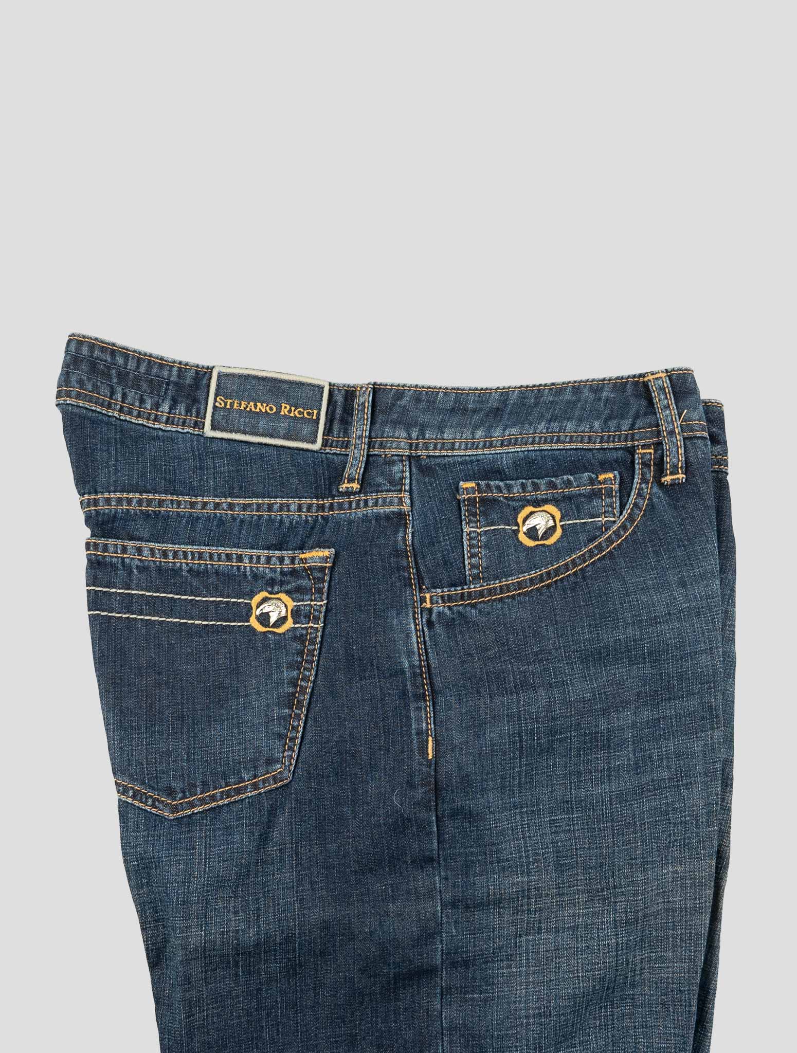 Stefano Ricci Blue Cotton-Linen Jeans (T1905AQU21178) - View 3