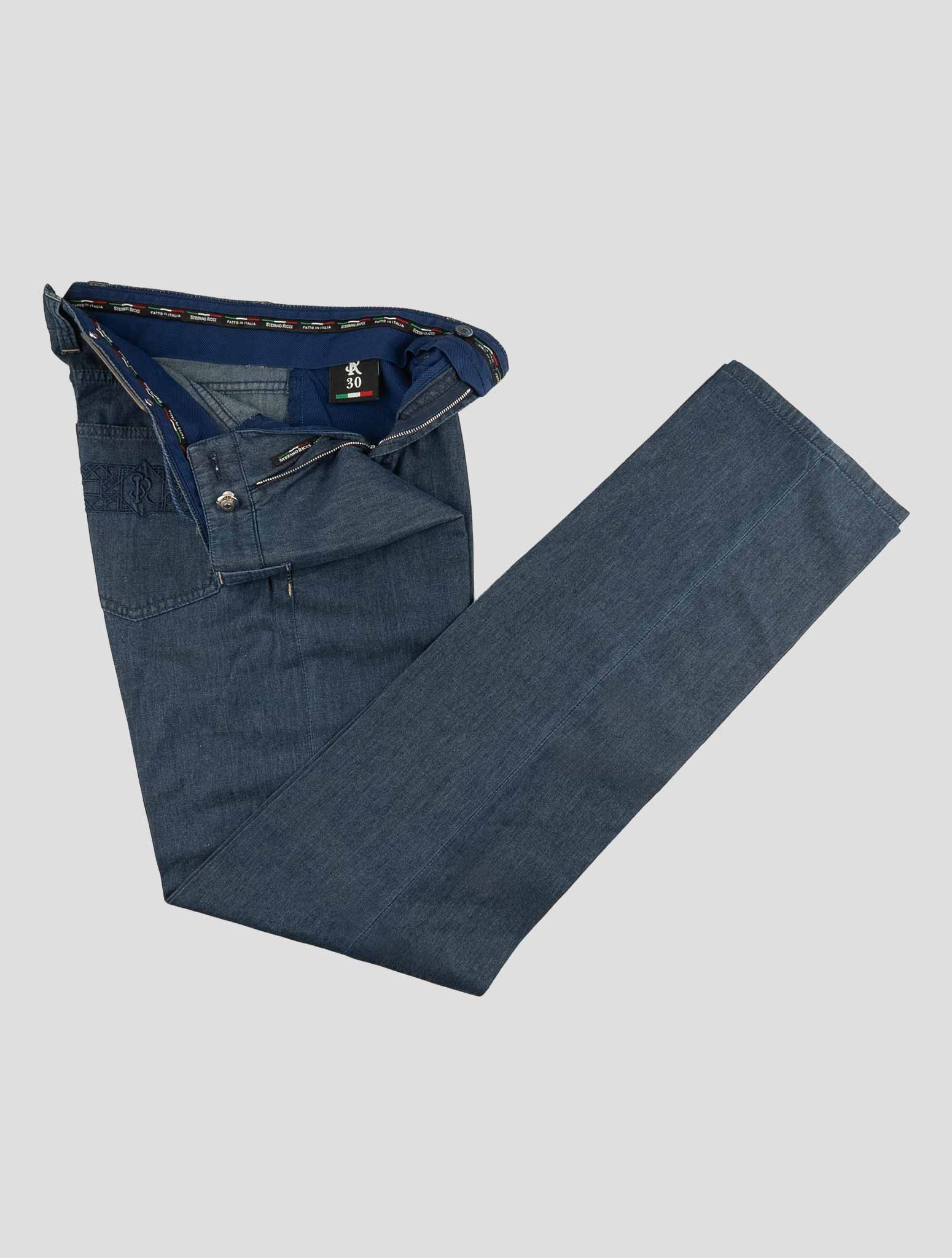 Stefano Ricci Blue Lyocell-Cotton Leather Insert Jeans (MFT71S104001) - View 2