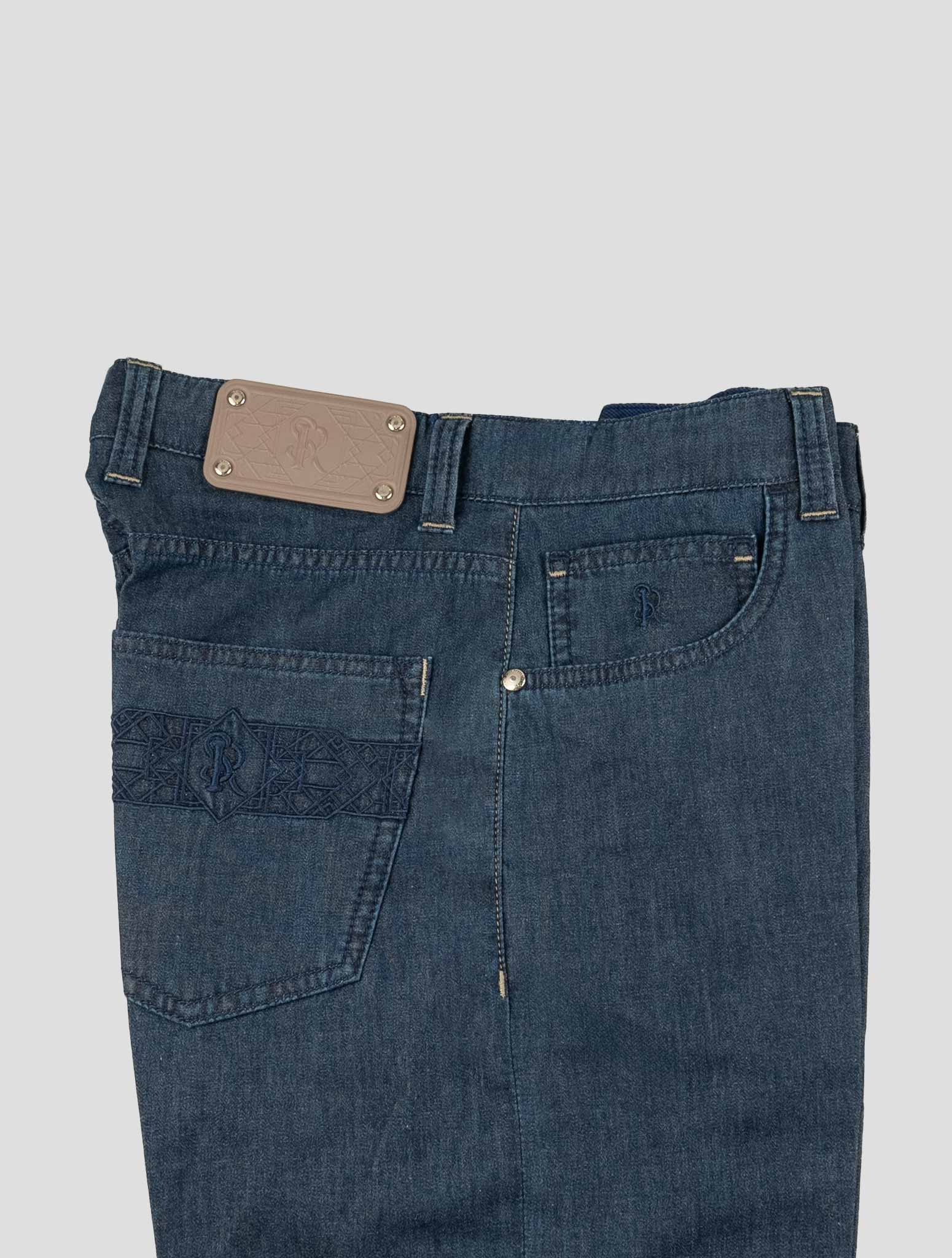 Stefano Ricci Blue Lyocell-Cotton Leather Insert Jeans (MFT71S104001) - View 3