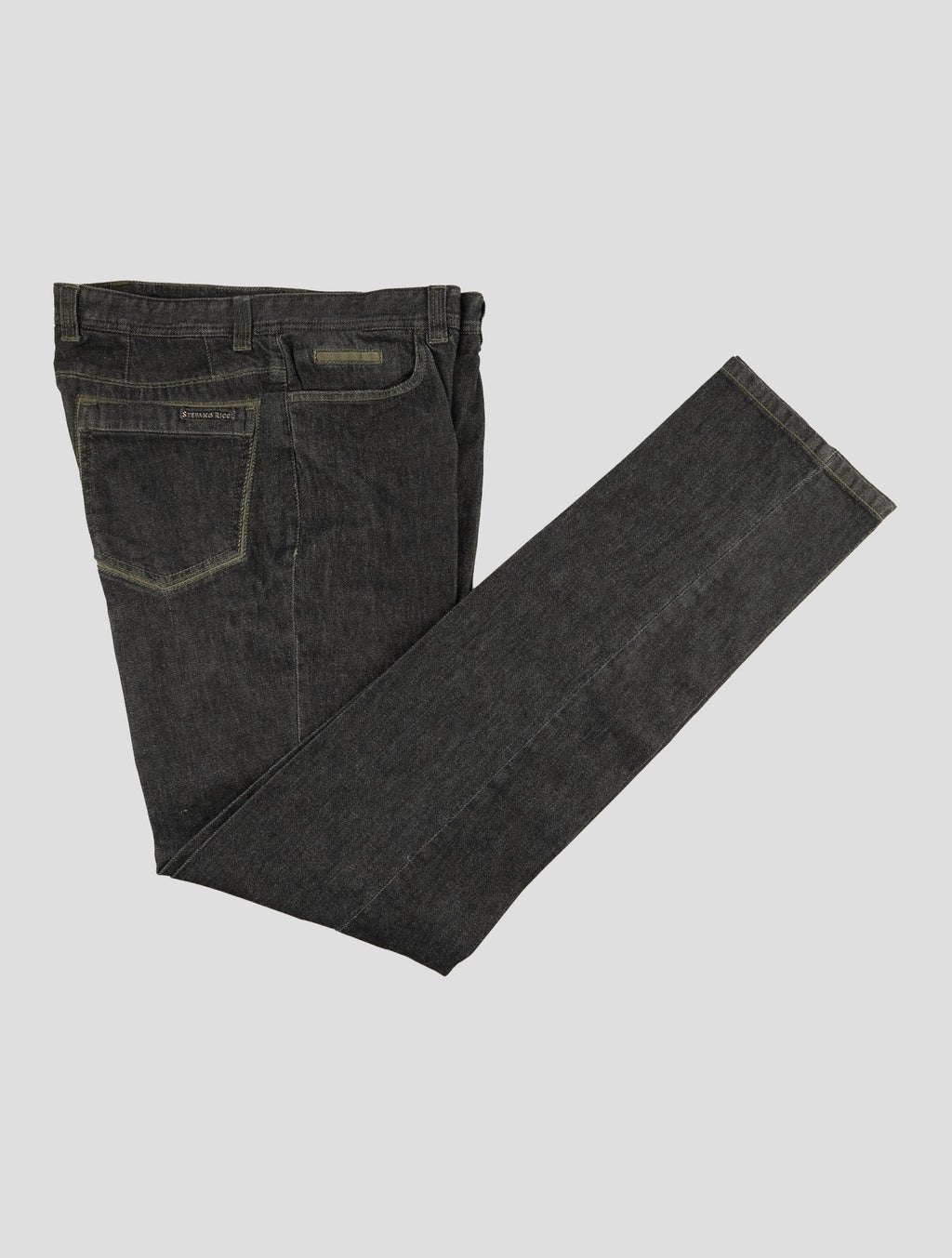 Stefano Ricci Black Cashmere-Blend Leather Insert Jeans - View 1