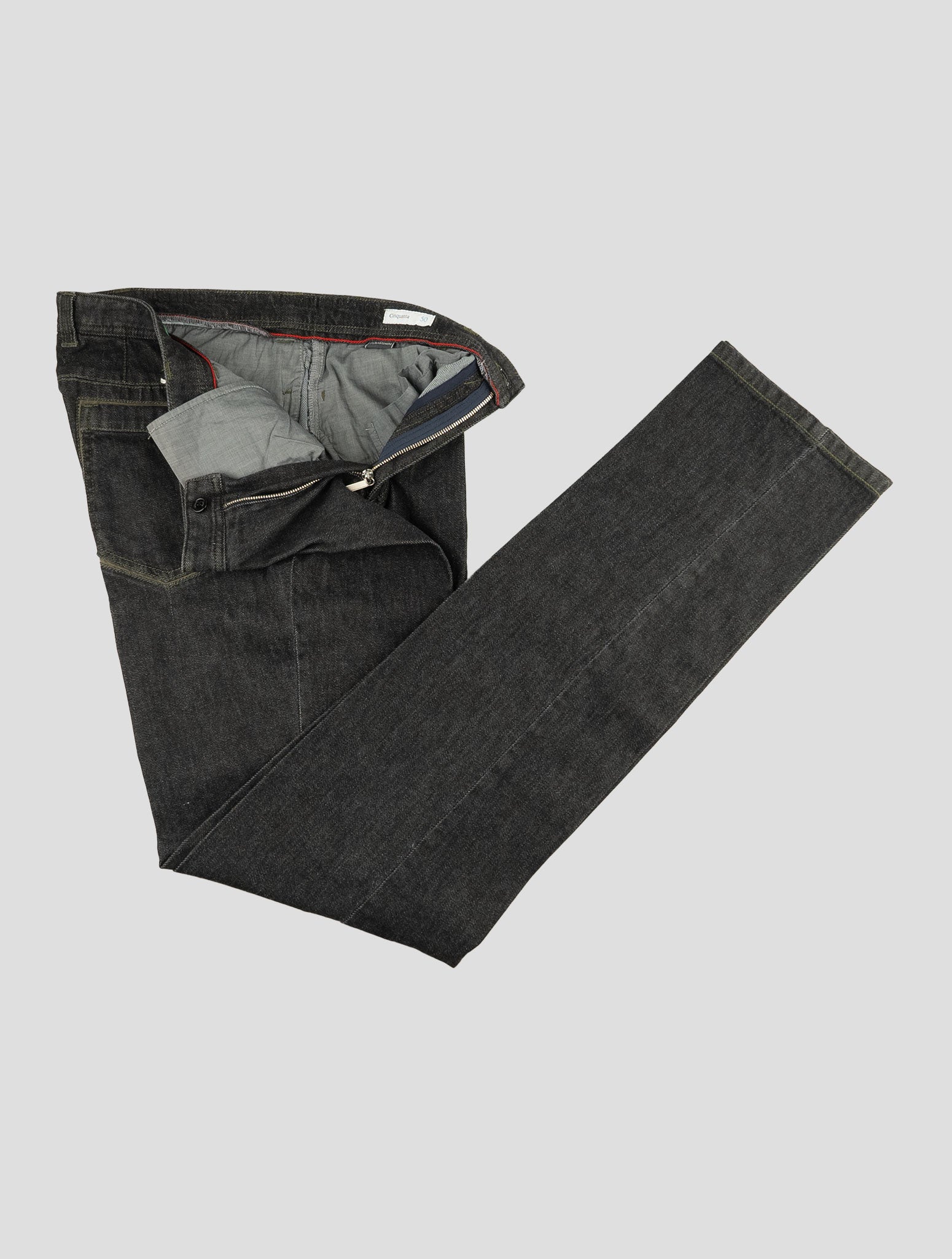 Stefano Ricci Black Cashmere-Blend Leather Insert Jeans - View 2