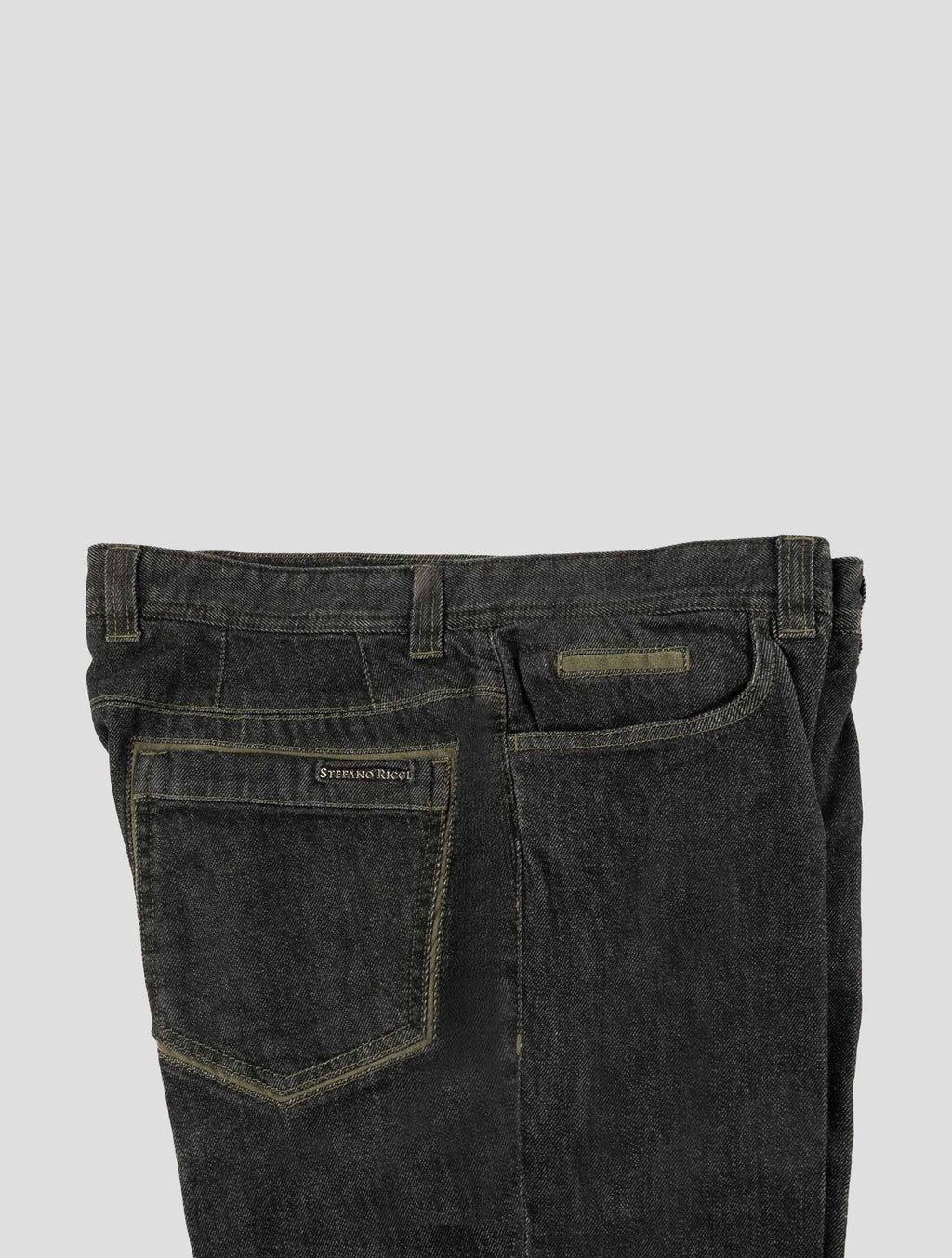 Stefano Ricci Black Cashmere-Blend Leather Insert Jeans - View 3