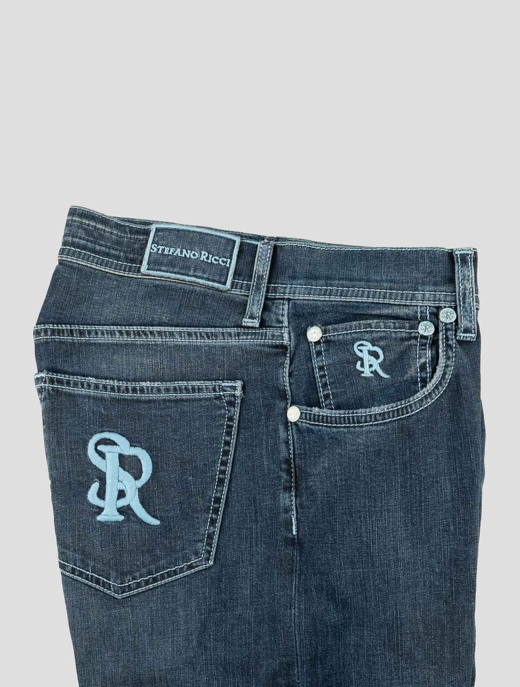 Stefano Ricci Blue Cotton Jeans (T01901RT) - View 3