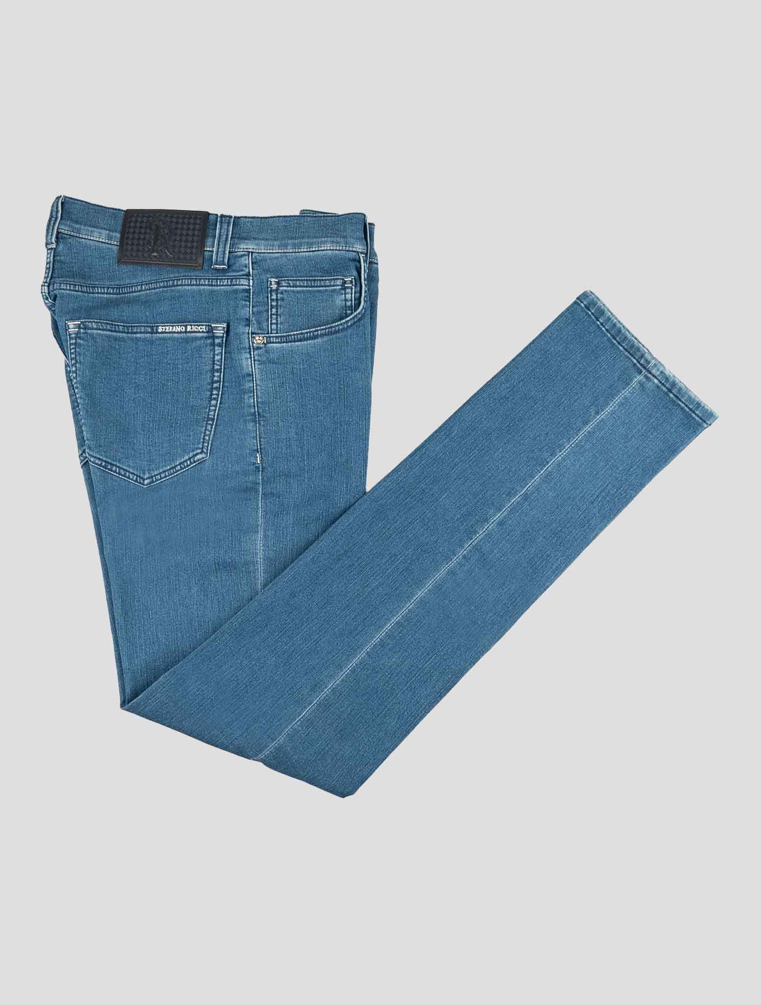 Stefano Ricci Blue Cotton Leather Insert Jeans (MFT03S2100) - View 1