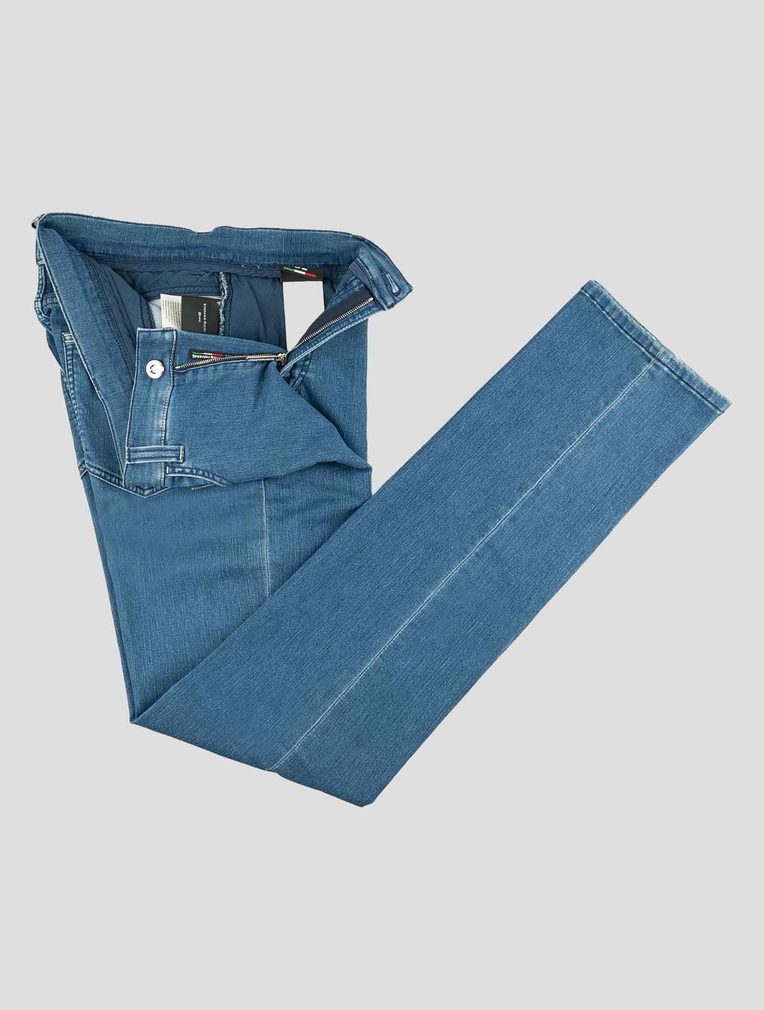Stefano Ricci Blue Cotton Leather Insert Jeans (MFT03S2100) - View 2