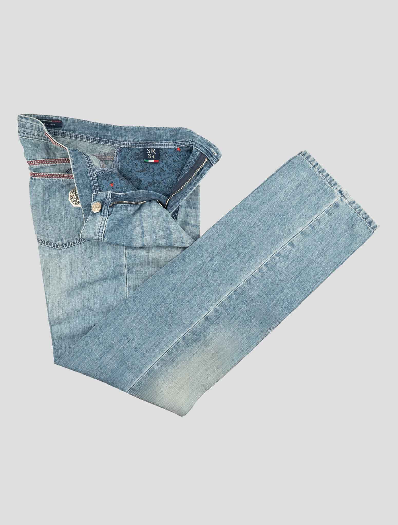 Stefano Ricci Light Blue Cotton-Linen Jeans (T01901LBD0) - View 2