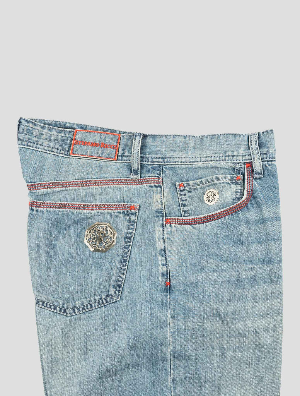 Stefano Ricci Light Blue Cotton-Linen Jeans (T01901LBD0) - View 3