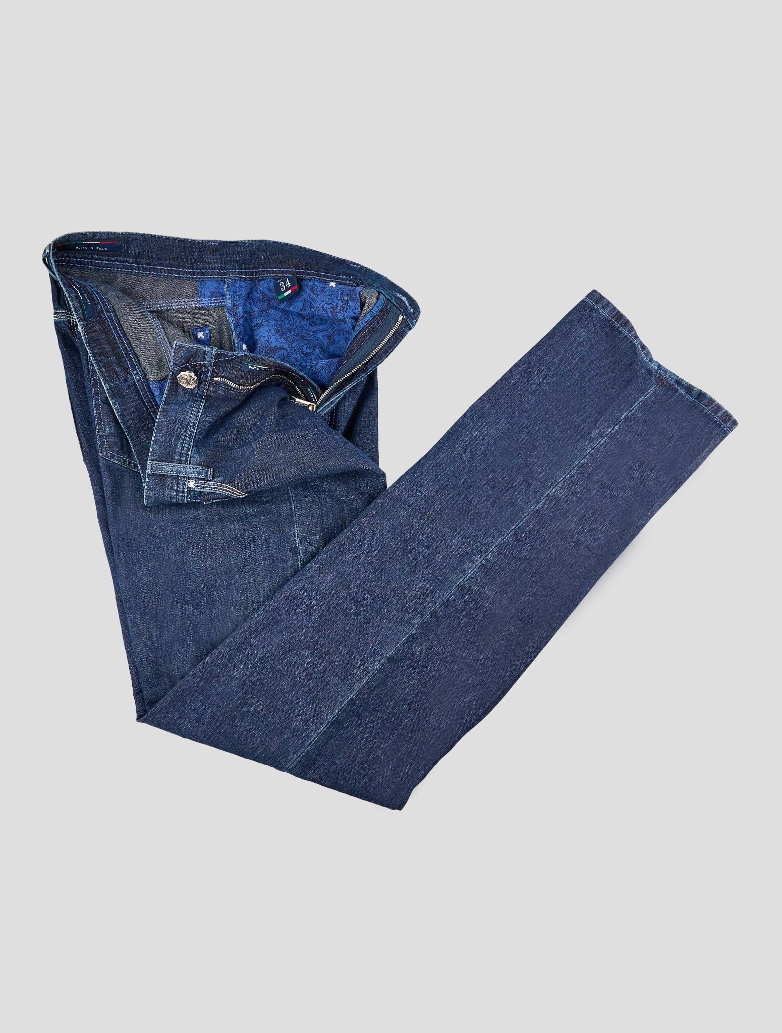 Stefano Ricci Blue Cotton-Linen Pants (T01901LBD00) - View 2