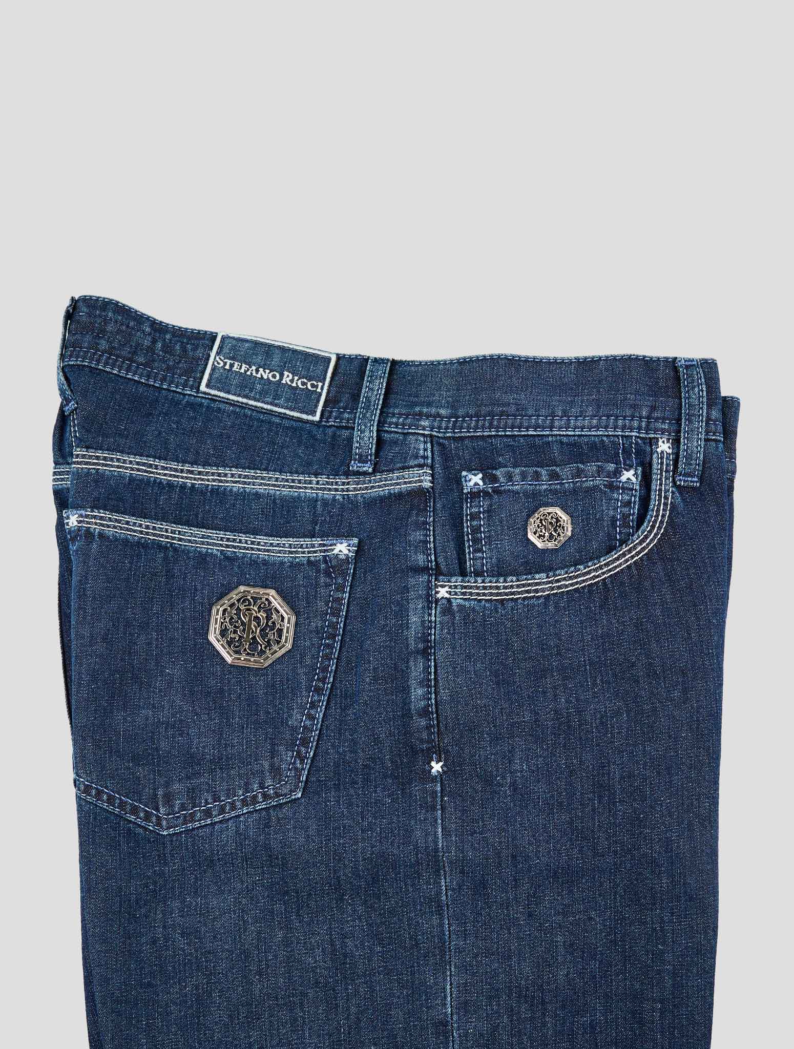 Stefano Ricci Blue Cotton-Linen Pants (T01901LBD00) - View 3