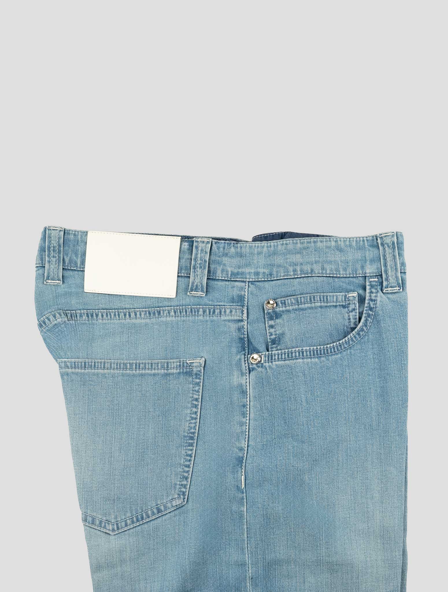 Stefano Ricci Light Blue Cotton Leather Insert Jeans - View 3