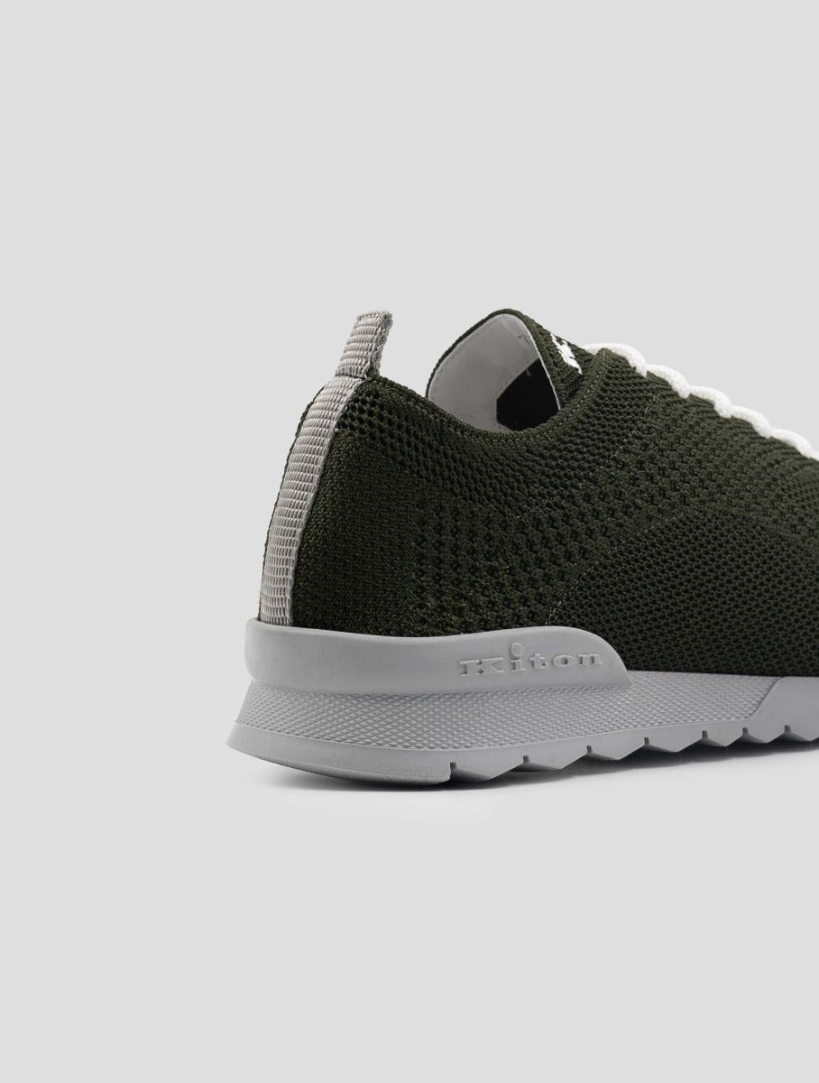 Kiton Green Cotton-Elastane Sneakers