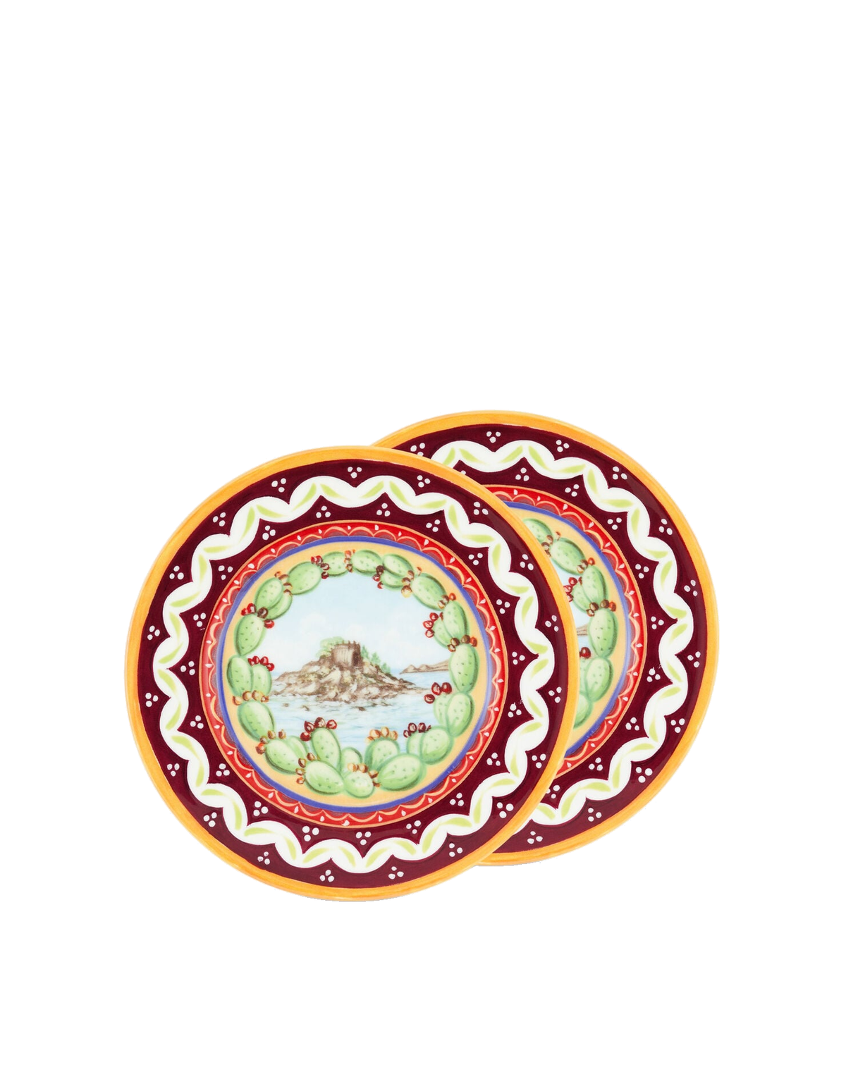 Dolce&Gabbana Casa Carretto Siciliano Set of 2 Fine Porcelain Bread Plates - 18 cm