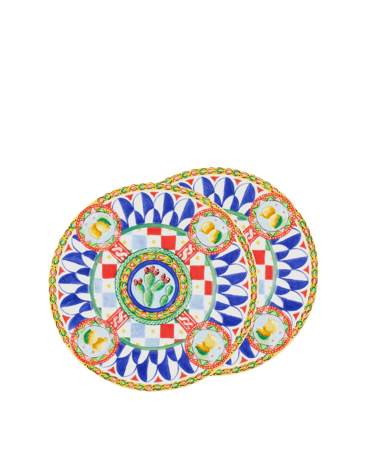 Dolce&Gabbana Casa Carretto Siciliano Set of 2 Fine Porcelain Dessert Plates - 22 cm