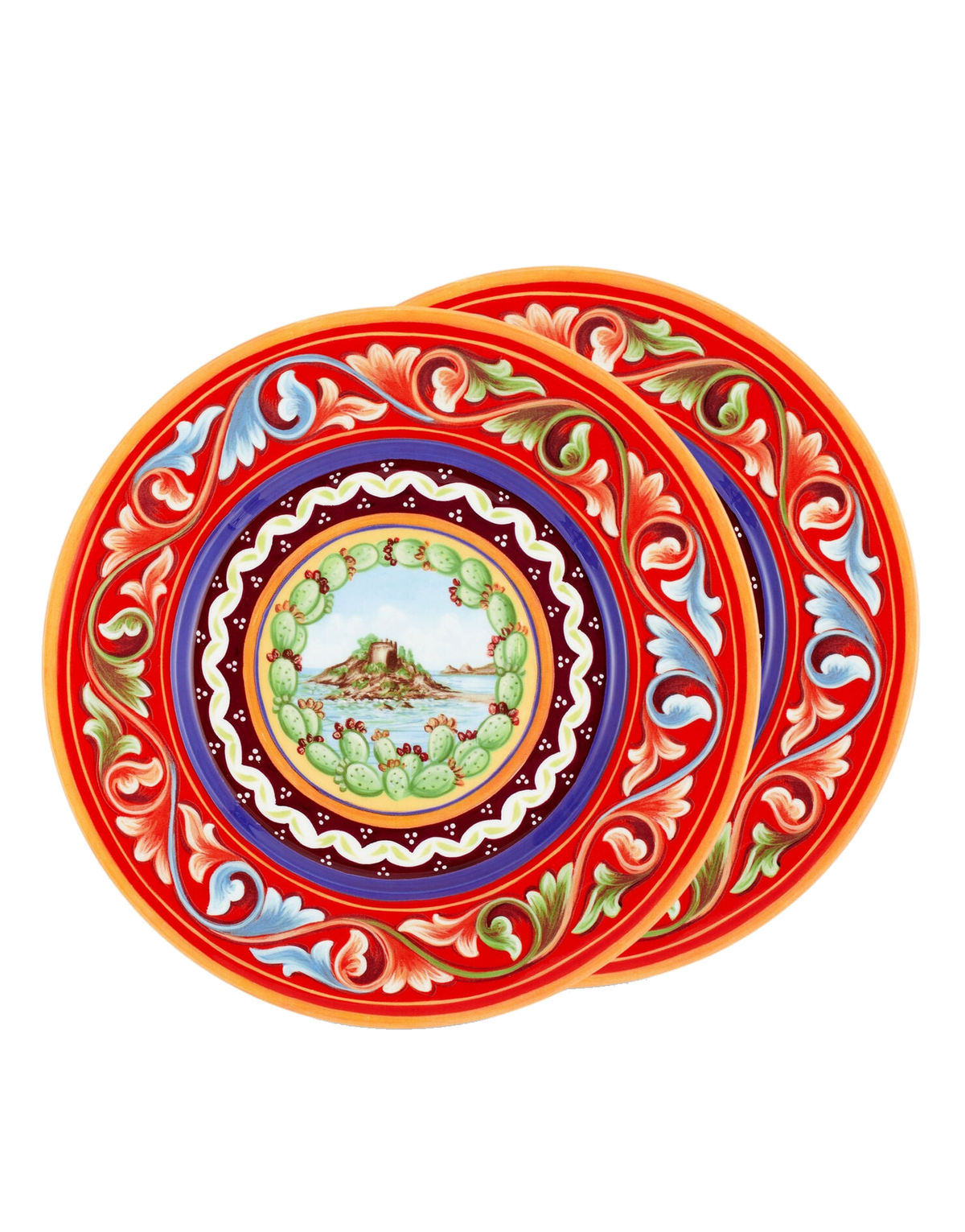 Dolce&Gabbana Casa Carretto Siciliano Set of 2 Fine Porcelain Dinner Plates - 28 cm
