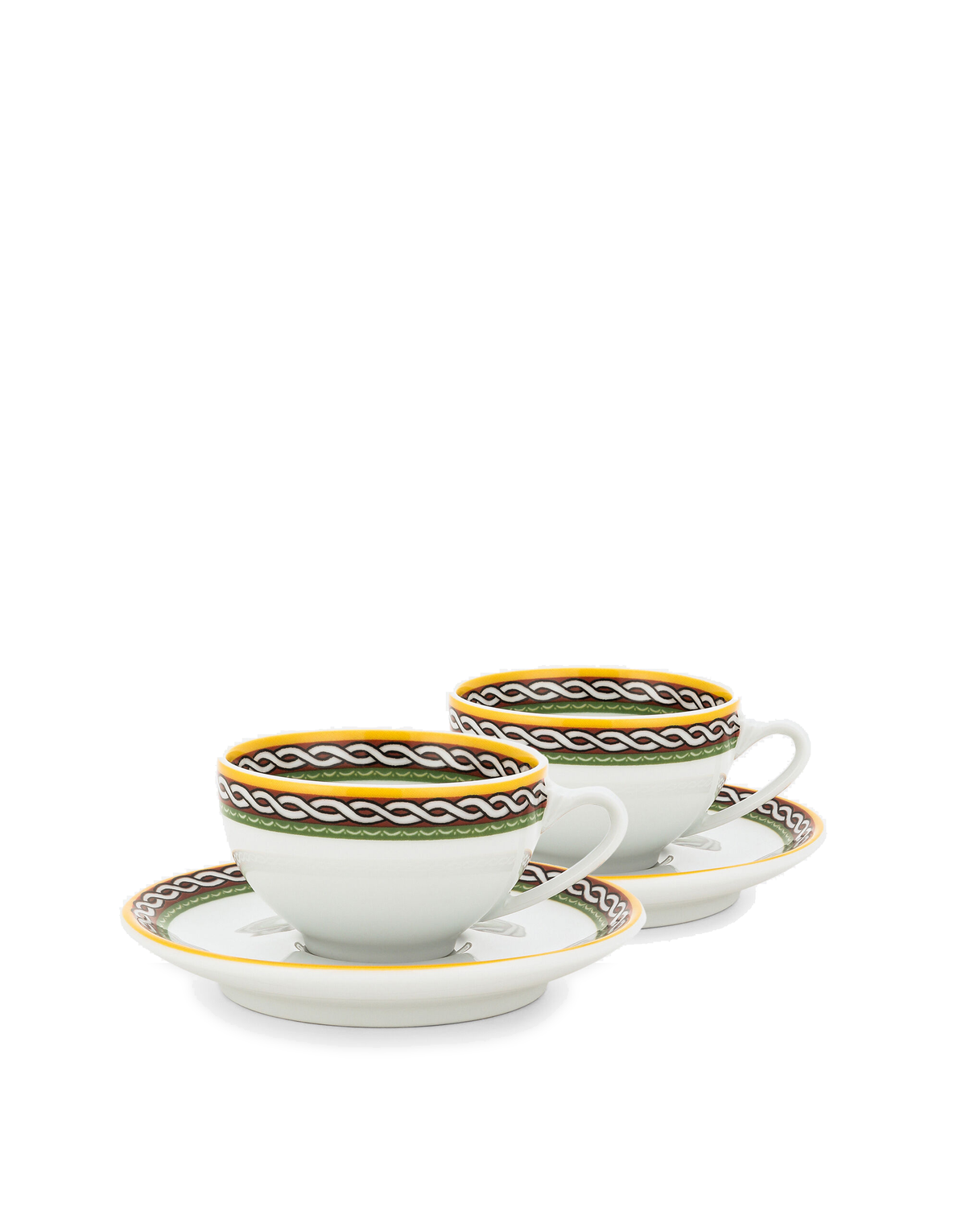 Dolce&Gabbana Casa Carretto Siciliano Set of 2 Coffee Cups and Saucers - 4.5 cm