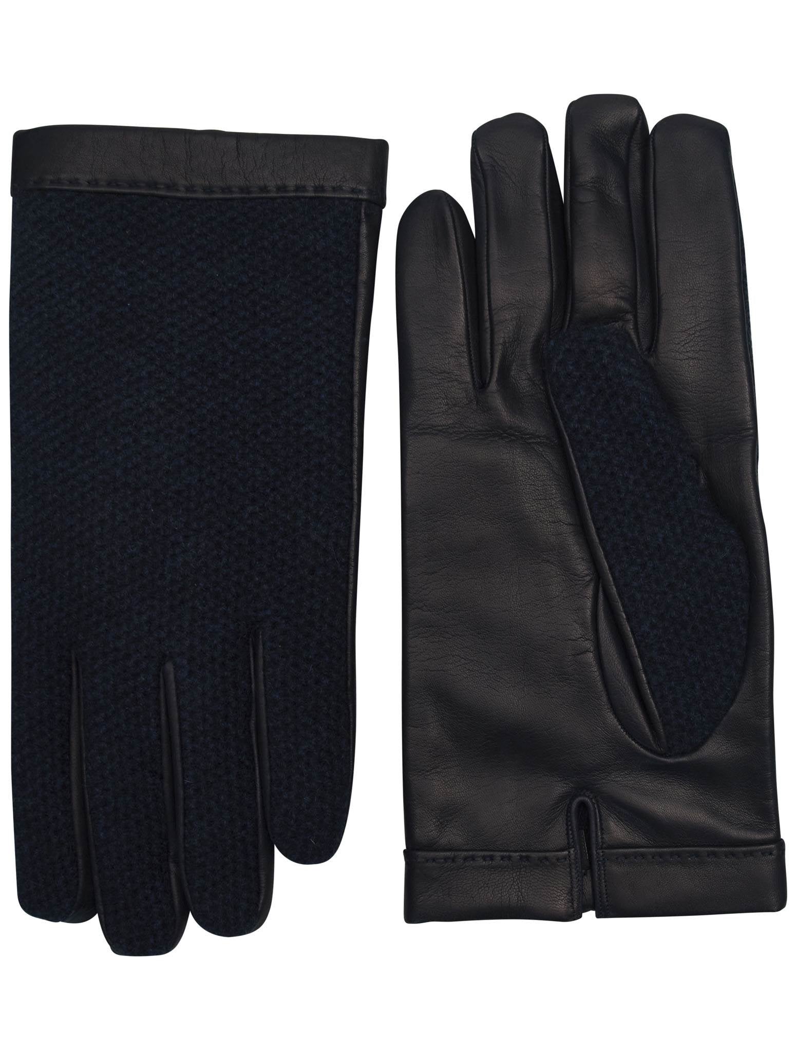 Kiton Blue Leather Cashmere Gloves