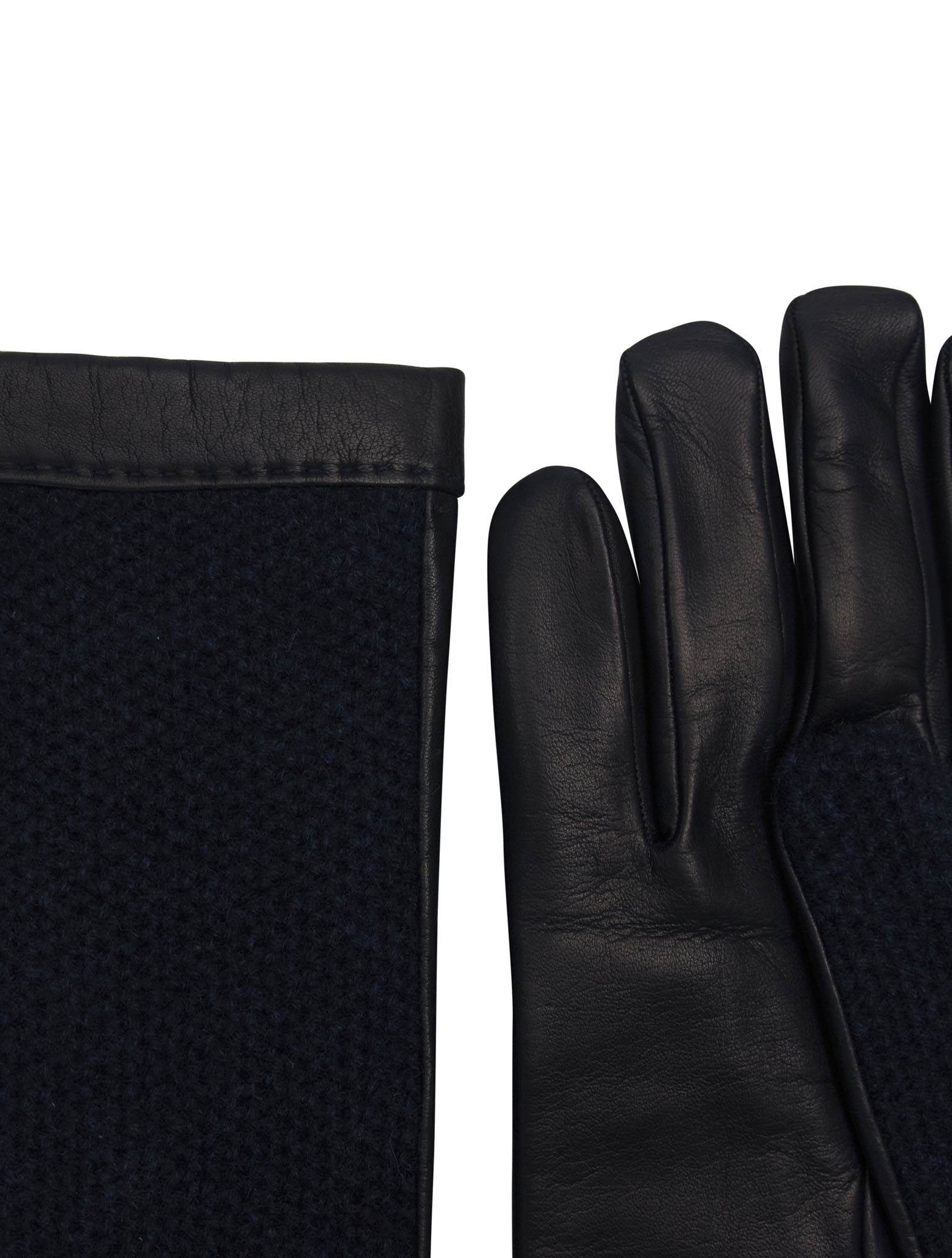 Kiton Blue Leather Cashmere Gloves 2